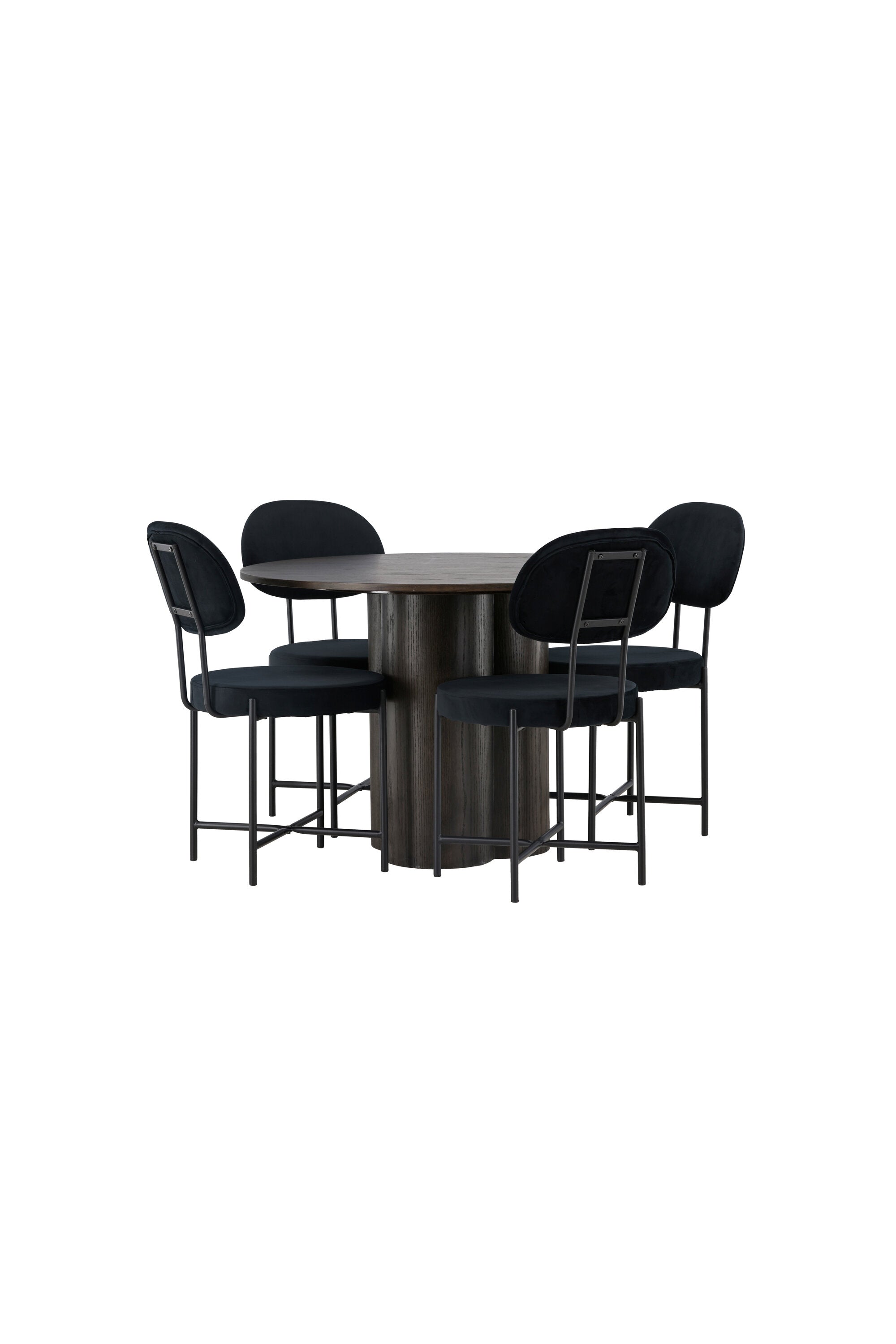 Olivia Esszimmerset + Stella ⌀110cm/4St. in Braun / Schwarz präsentiert im Onlineshop von KAQTU Design AG. Esszimmerset ist von Venture Home