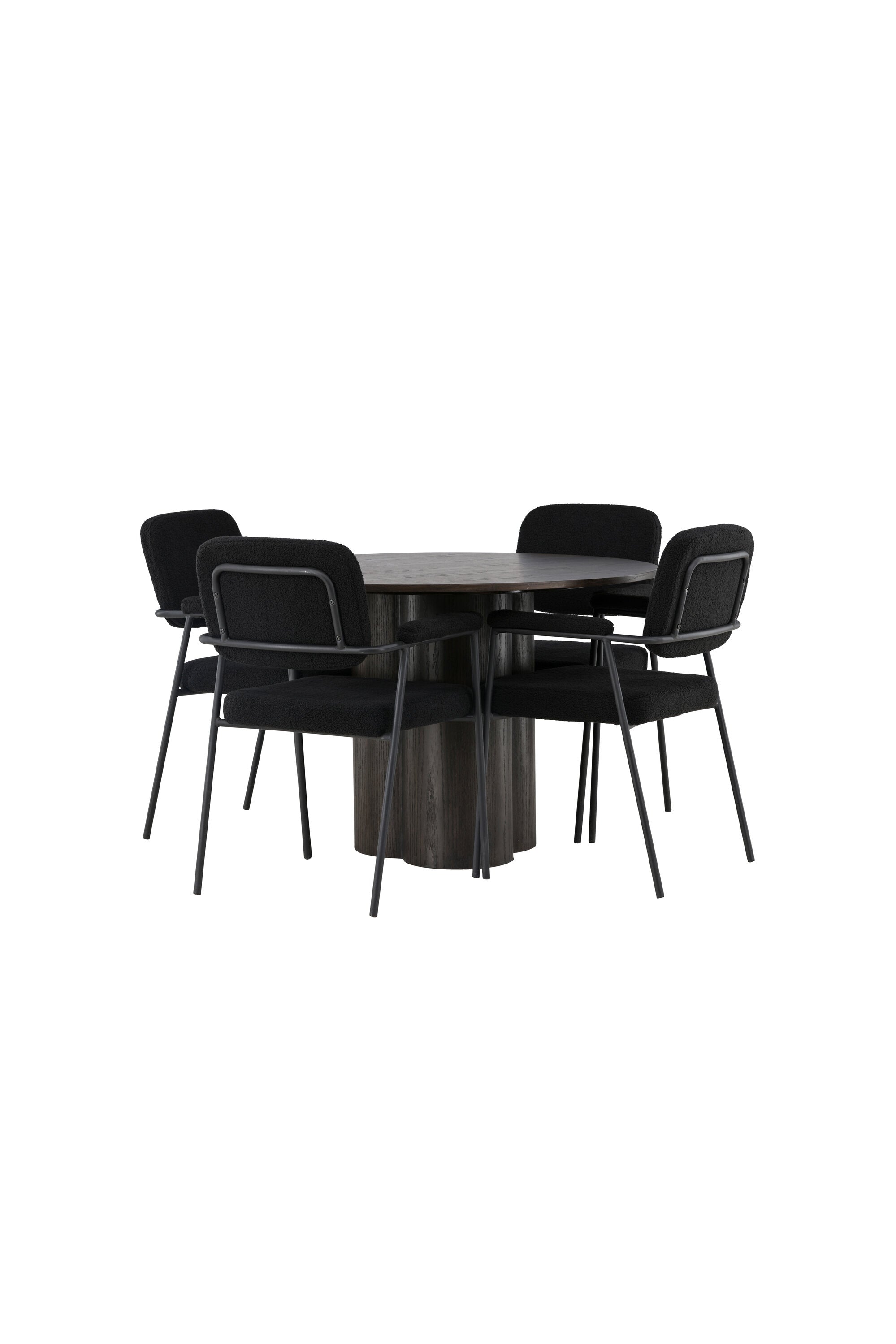 Olivia Esszimmerset + Yesterday ⌀110cm/4St. in Braun / Schwarz präsentiert im Onlineshop von KAQTU Design AG. Esszimmerset ist von Venture Home
