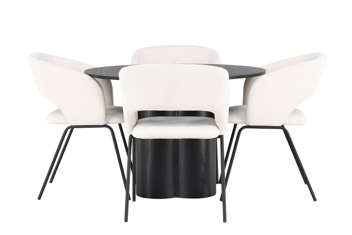 Olivia Esszimmerset + Day ⌀110cm/4St. in Schwarz / Weiss präsentiert im Onlineshop von KAQTU Design AG. Esszimmerset ist von Venture Home