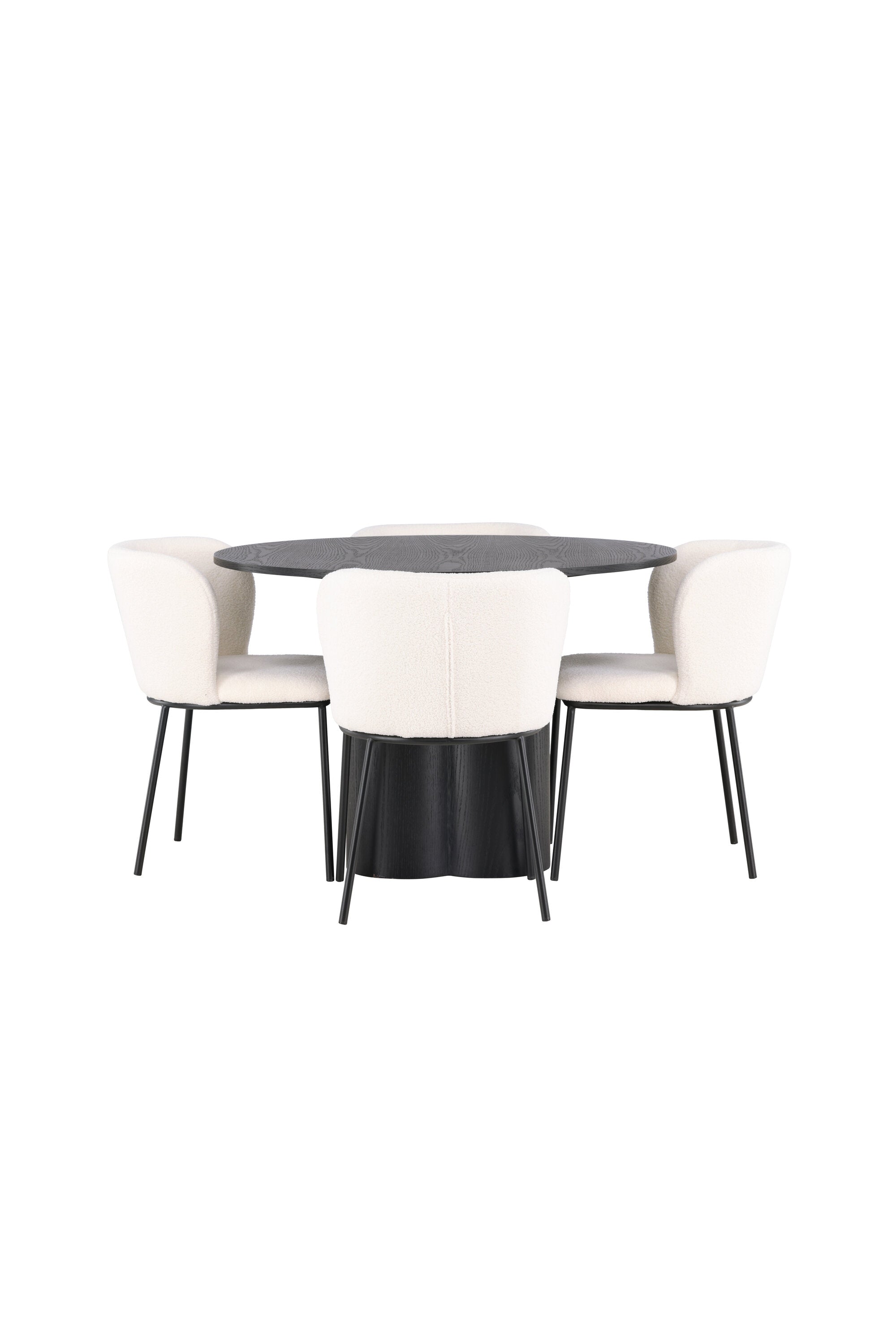 Olivia Esszimmerset + Edina ⌀110cm/4St. in Schwarz / Weiss präsentiert im Onlineshop von KAQTU Design AG. Esszimmerset ist von Venture Home