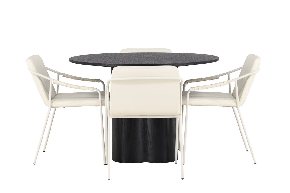 Olivia Esszimmerset + Tvist ⌀110cm/4St. in Beige präsentiert im Onlineshop von KAQTU Design AG. Esszimmerset ist von Venture Home