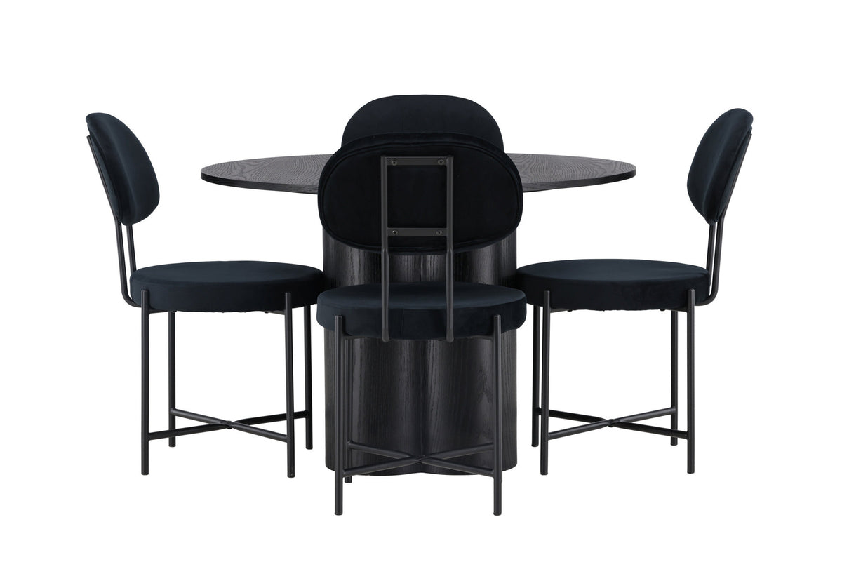 Olivia Esszimmerset + Stella ⌀110cm/4St. in Schwarz präsentiert im Onlineshop von KAQTU Design AG. Esszimmerset ist von Venture Home