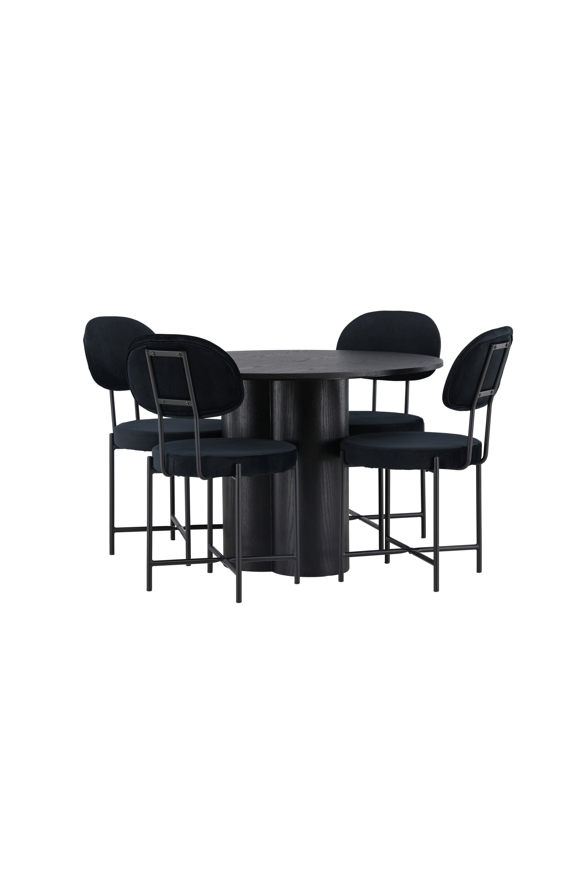 Olivia Esszimmerset + Stella ⌀110cm/4St. in Schwarz präsentiert im Onlineshop von KAQTU Design AG. Esszimmerset ist von Venture Home