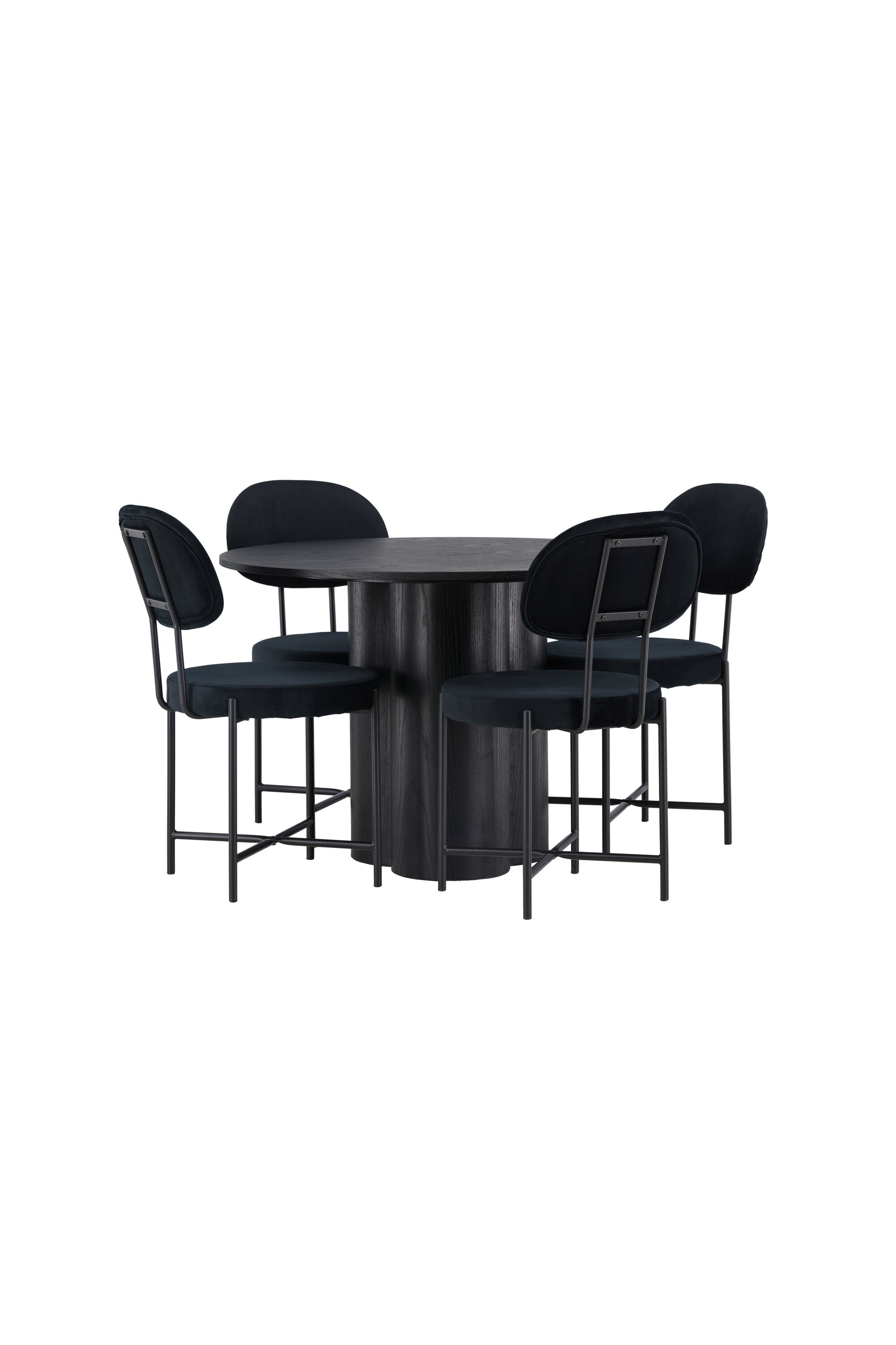 Olivia Esszimmerset + Stella ⌀110cm/4St. in Schwarz präsentiert im Onlineshop von KAQTU Design AG. Esszimmerset ist von Venture Home