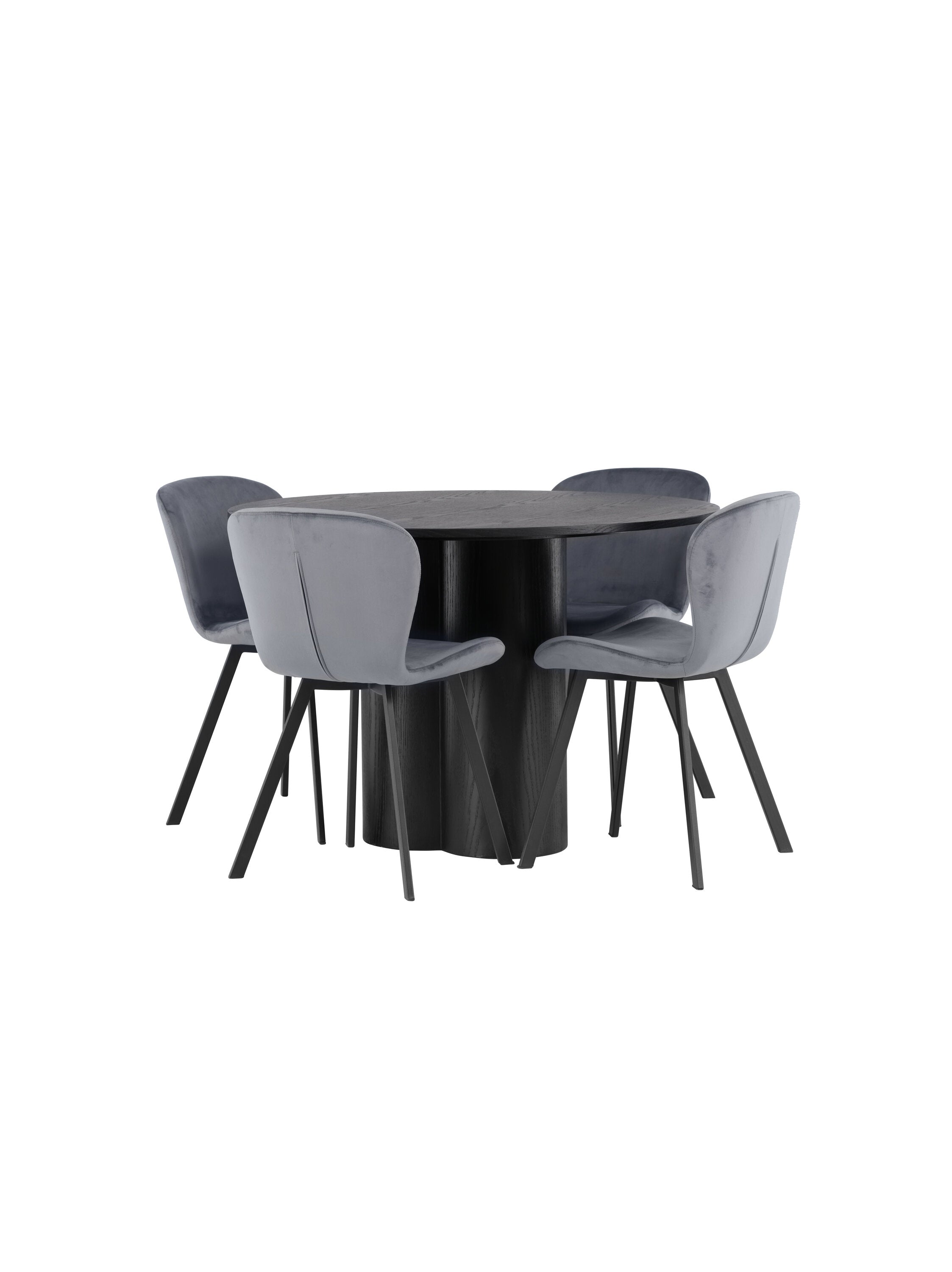 Olivia Esszimmerset + Lilja ⌀110cm/4St. in Schwarzgrau präsentiert im Onlineshop von KAQTU Design AG. Esszimmerset ist von Venture Home