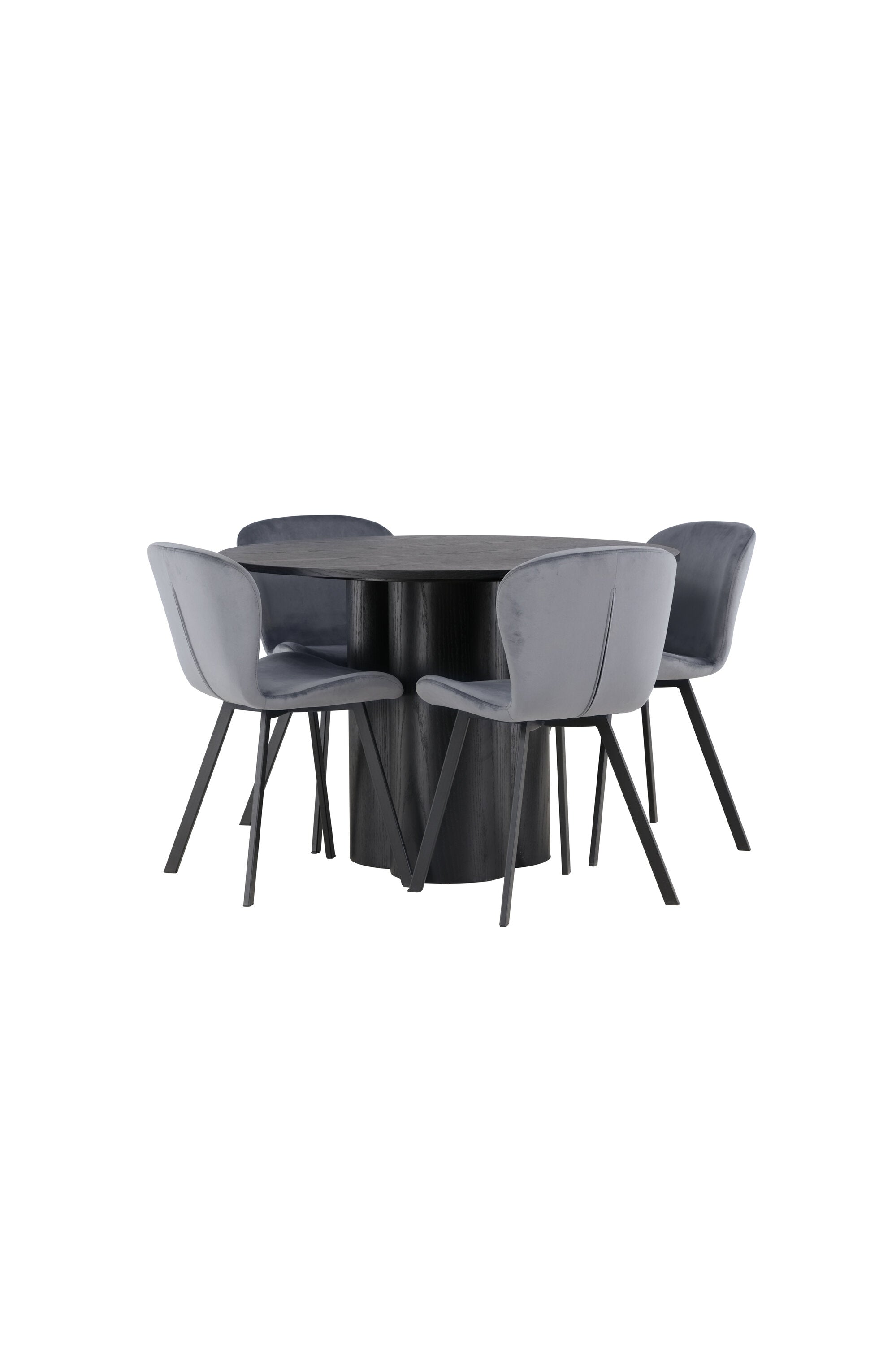 Olivia Esszimmerset + Lilja ⌀110cm/4St. in Schwarzgrau präsentiert im Onlineshop von KAQTU Design AG. Esszimmerset ist von Venture Home