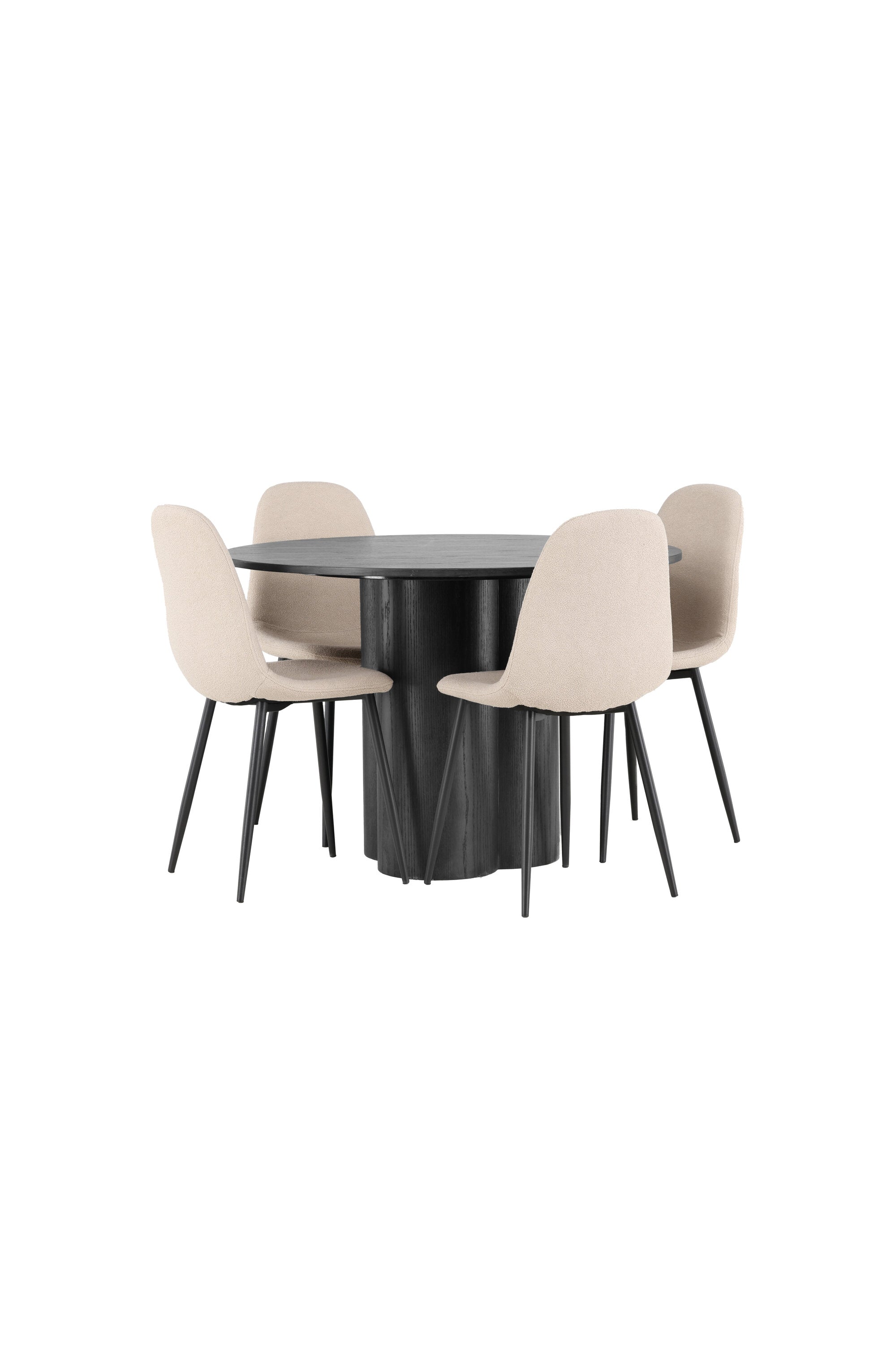 Olivia Esszimmerset + Polar ⌀110cm/4St. in Beige / Schwarz präsentiert im Onlineshop von KAQTU Design AG. Esszimmerset ist von Venture Home