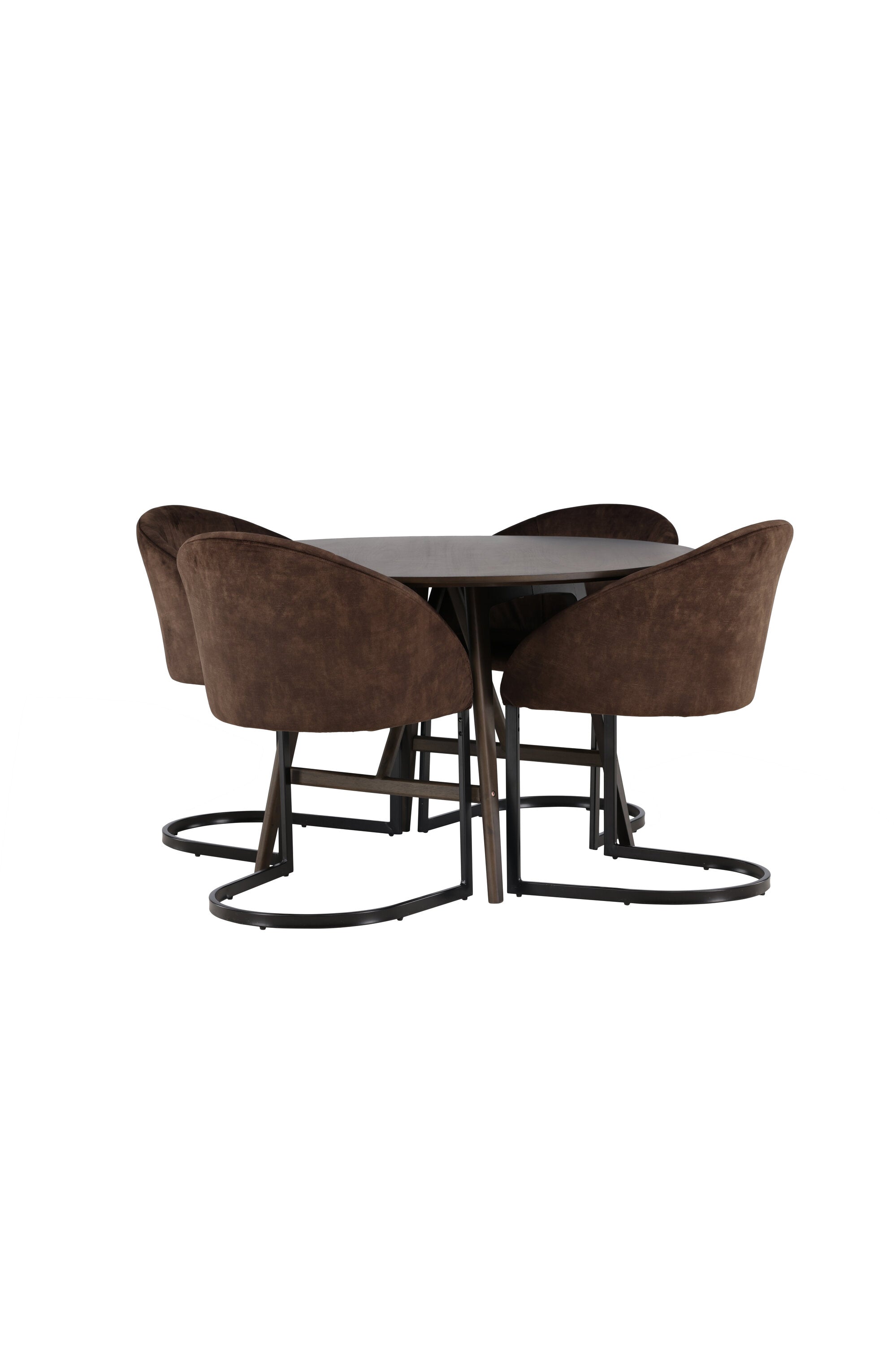 Kaseindon Esszimmerset + Evening ⌀100cm/4St. in Schwarz Braun präsentiert im Onlineshop von KAQTU Design AG. Esszimmerset ist von Venture Home