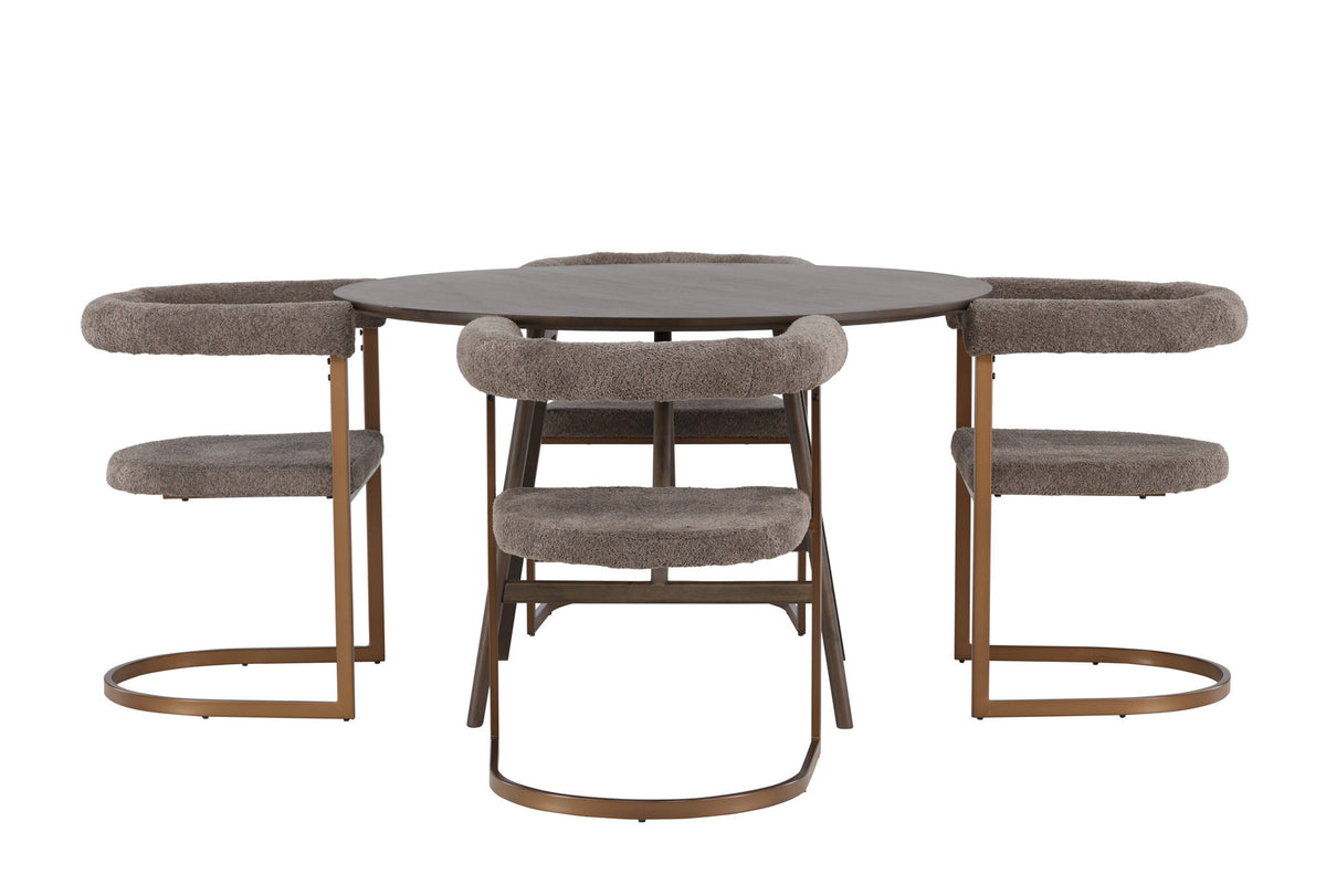 Kaseindon Esszimmerset + Morning ⌀100cm/4St. in Braun-grau präsentiert im Onlineshop von KAQTU Design AG. Esszimmerset ist von Venture Home