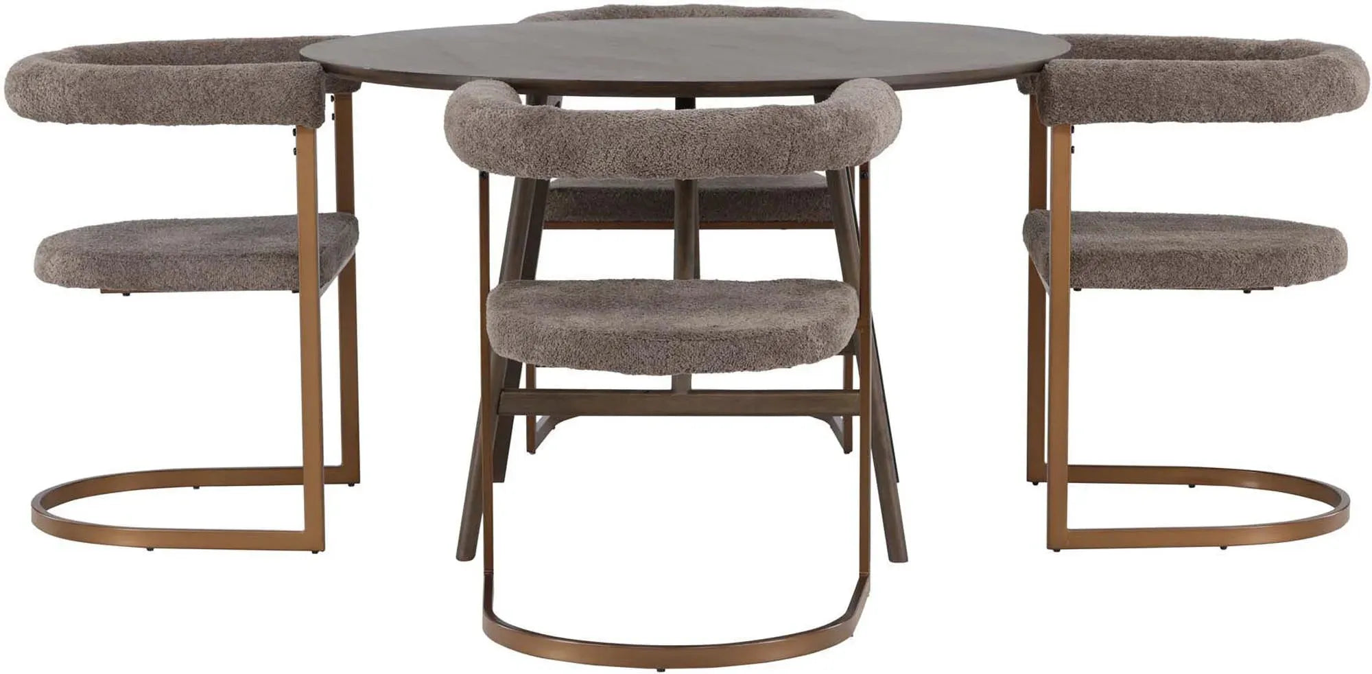 Modernes Esszimmerset mit rundem Tisch (⌀100cm) und 4 eleganten Stühlen. Hochwertige Materialien, Komfort und stilvolles Design.