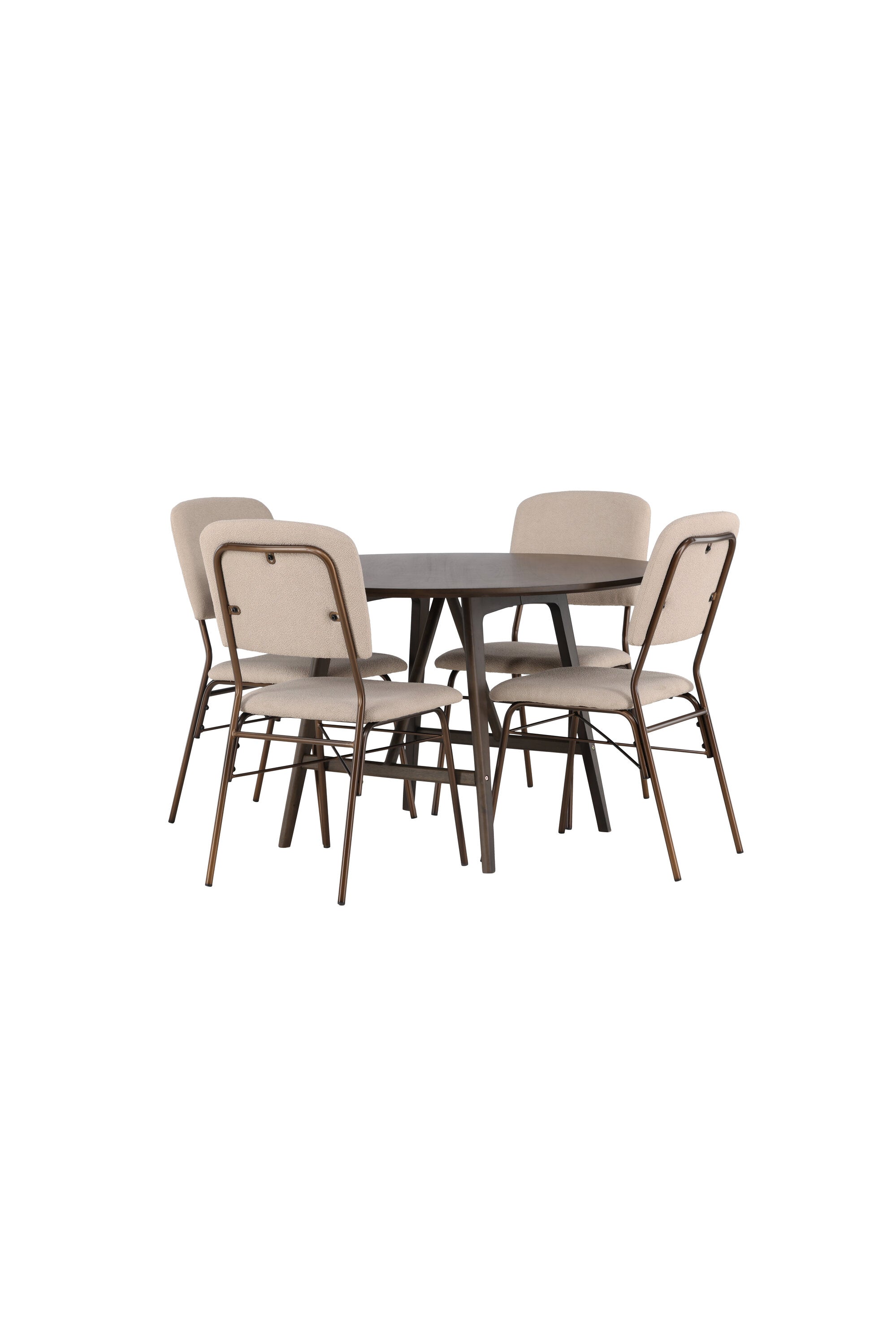 Kaseindon Esszimmerset + Seda ⌀100cm/4St. in Beige, Braun präsentiert im Onlineshop von KAQTU Design AG. Esszimmerset ist von Venture Home