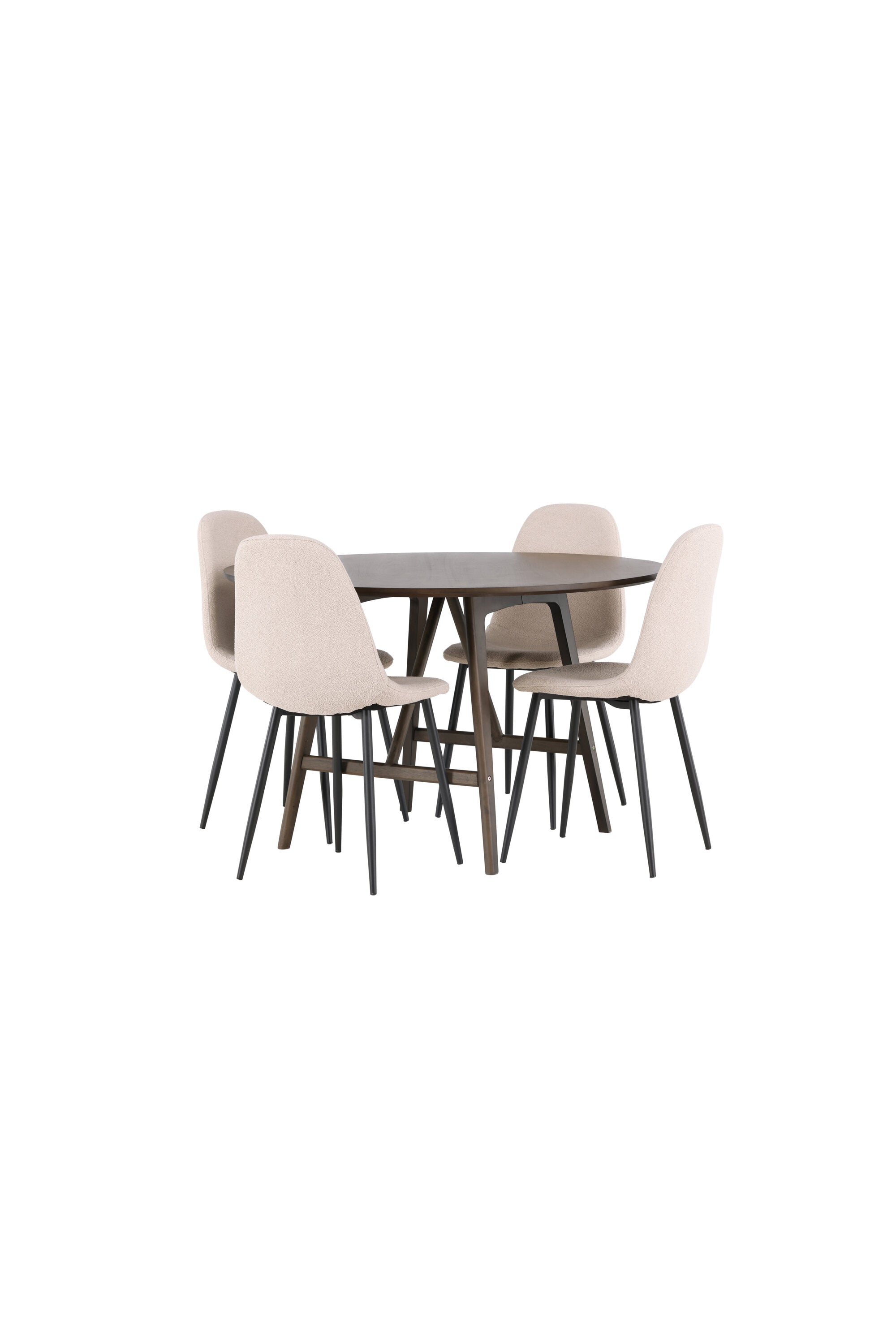 Kaseindon Esszimmerset + Polar ⌀100cm/4St. in Beige, Schwarz präsentiert im Onlineshop von KAQTU Design AG. Esszimmerset ist von Venture Home
