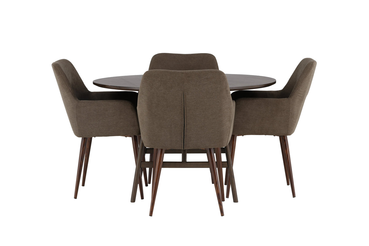 Kaseindon Esszimmerset + Tomorrow ⌀100cm/4St. in Braun präsentiert im Onlineshop von KAQTU Design AG. Esszimmerset ist von Venture Home