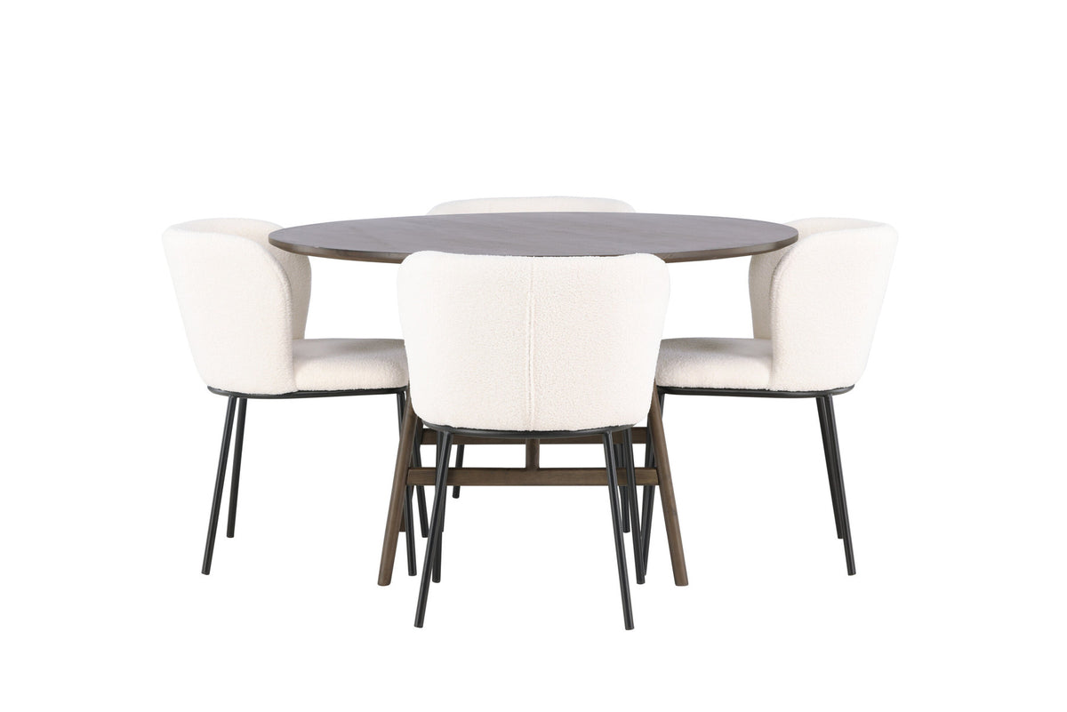 Kaseindon Esszimmerset + Edina ⌀100cm/4St. in Schwarz-Weiss präsentiert im Onlineshop von KAQTU Design AG. Esszimmerset ist von Venture Home