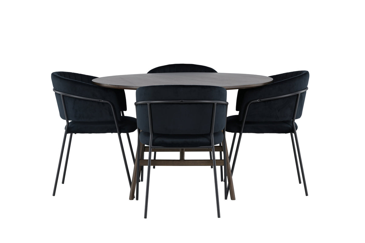 Kaseindon Esszimmerset + Selma ⌀100cm/4St. in Schwarz präsentiert im Onlineshop von KAQTU Design AG. Esszimmerset ist von Venture Home