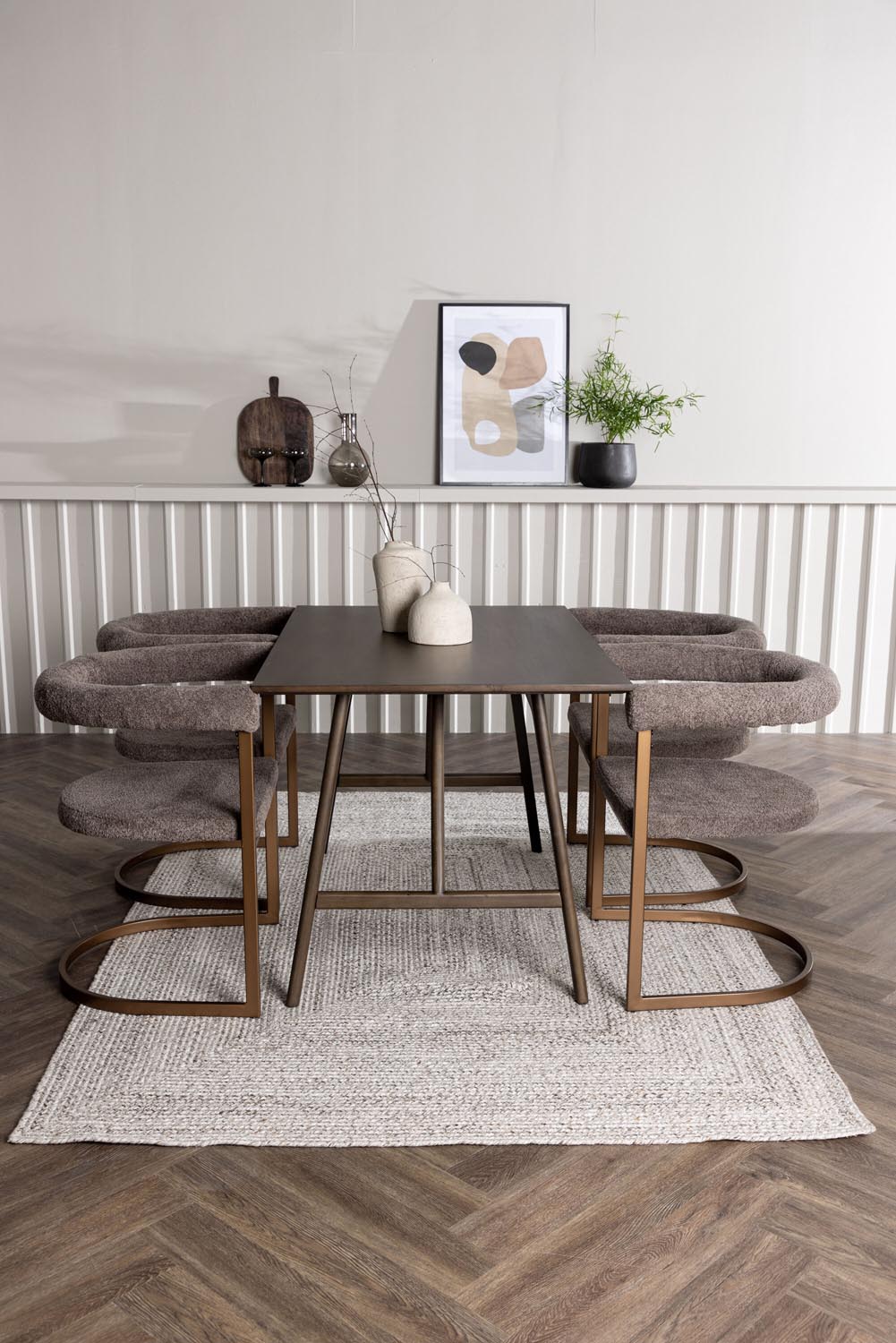 Kaseindon Esszimmerset + Morning 120cm/4St. in Braun-grau präsentiert im Onlineshop von KAQTU Design AG. Esszimmerset ist von Venture Home