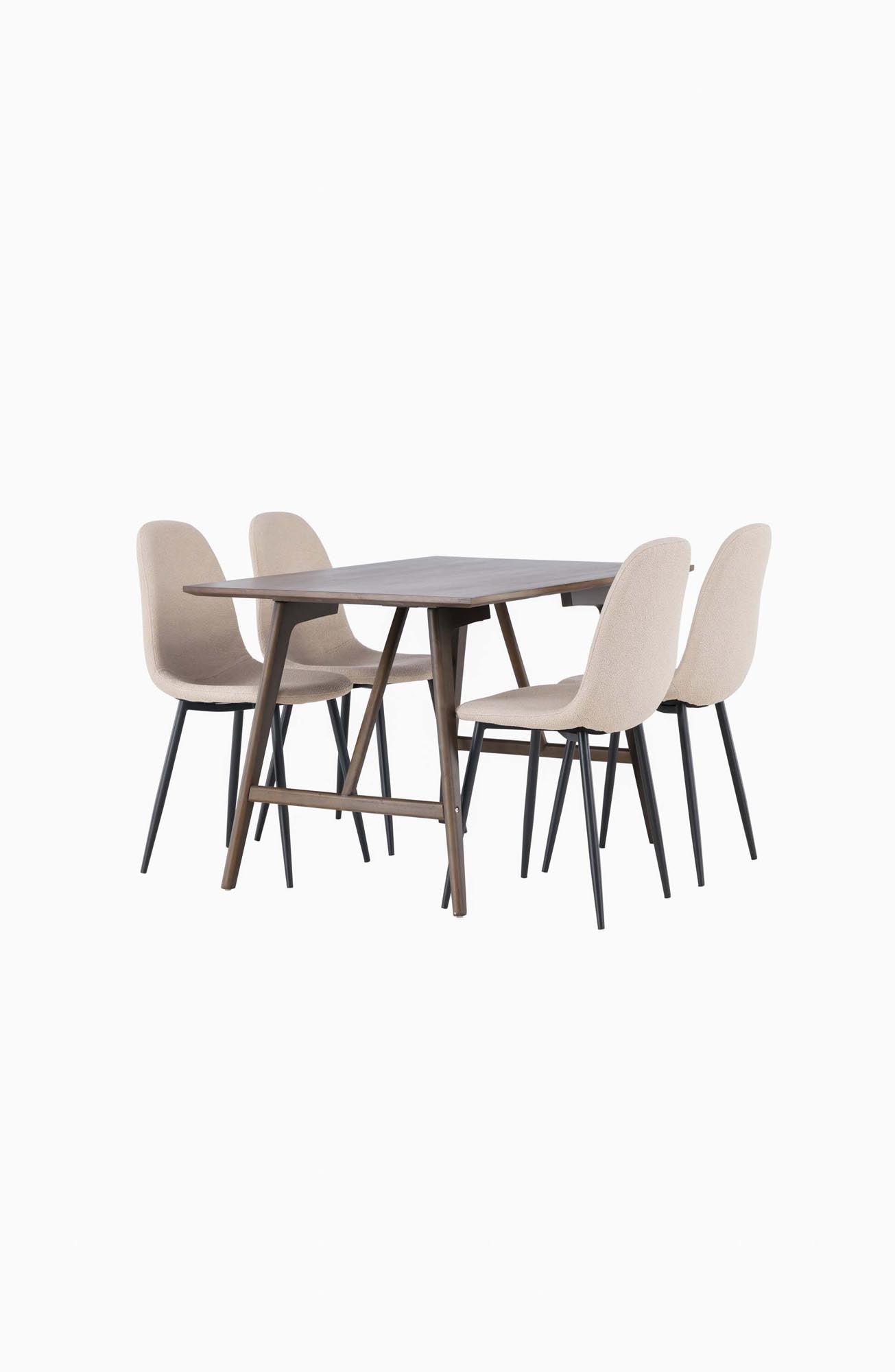 Elegantes Kaseindon Esszimmerset mit 120cm Tisch und 4 bequemen Polar-Stühlen. Ideal für stilvolle Essbereiche im skandinavischen Stil.