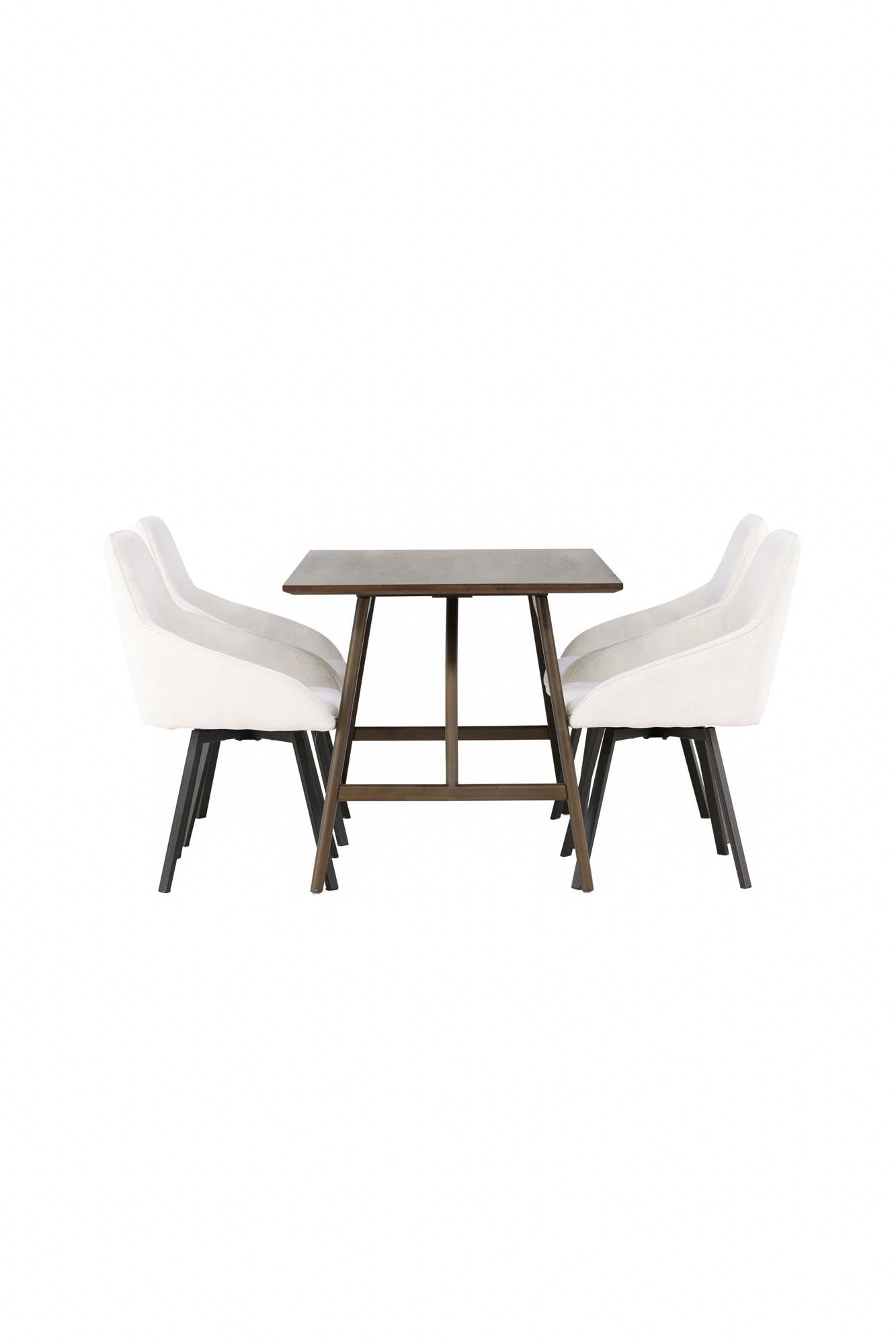 Stilvolles Kaseindon Esszimmerset mit 120cm Tisch und 4 Rosie-Stühlen. Perfekt für gesellige Abende und modernes Wohnen.