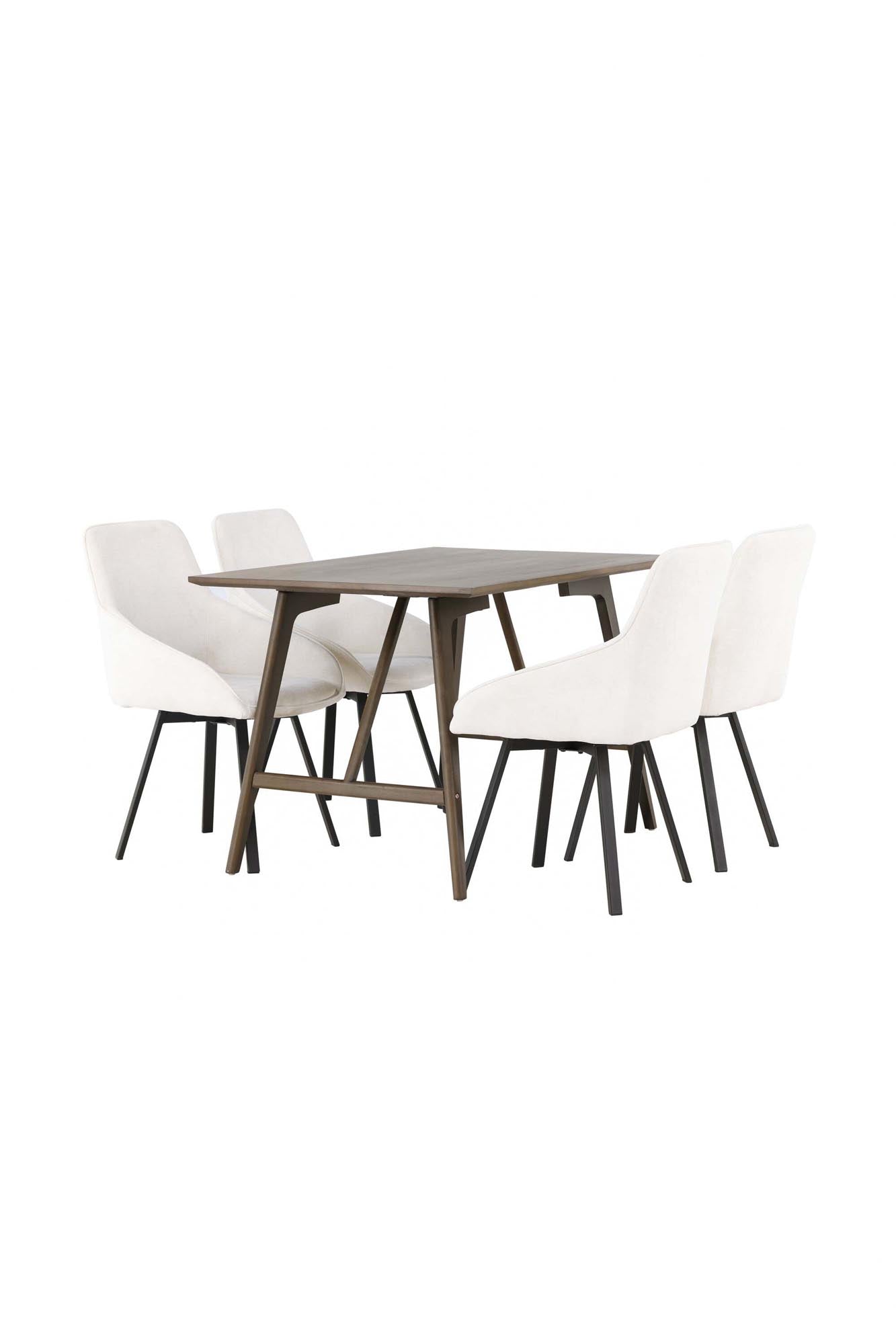 Elegantes Kaseindon Esszimmerset mit Rosie Tisch, 120cm, 4 Stühle.