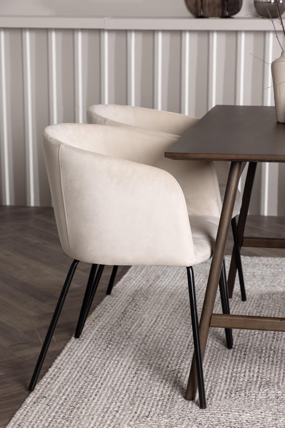 Kaseindon Esszimmerset + Berit 120cm/4St. in Beige, Schwarz präsentiert im Onlineshop von KAQTU Design AG. Esszimmerset ist von Venture Home