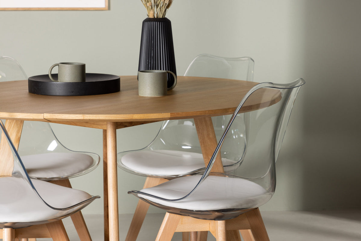 Yadikon Esszimmerset + Edvin ⌀120cm/4St. in Natur,Transparent,Weiss präsentiert im Onlineshop von KAQTU Design AG. Esszimmerset ist von Venture Home