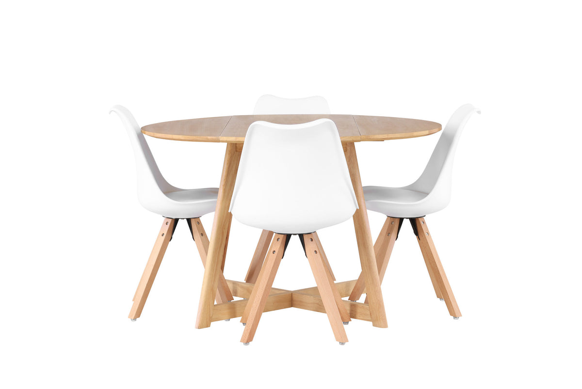 Yadikon Esszimmerset + Zeno ⌀120cm/4St. in Natur, Weiss präsentiert im Onlineshop von KAQTU Design AG. Esszimmerset ist von Venture Home