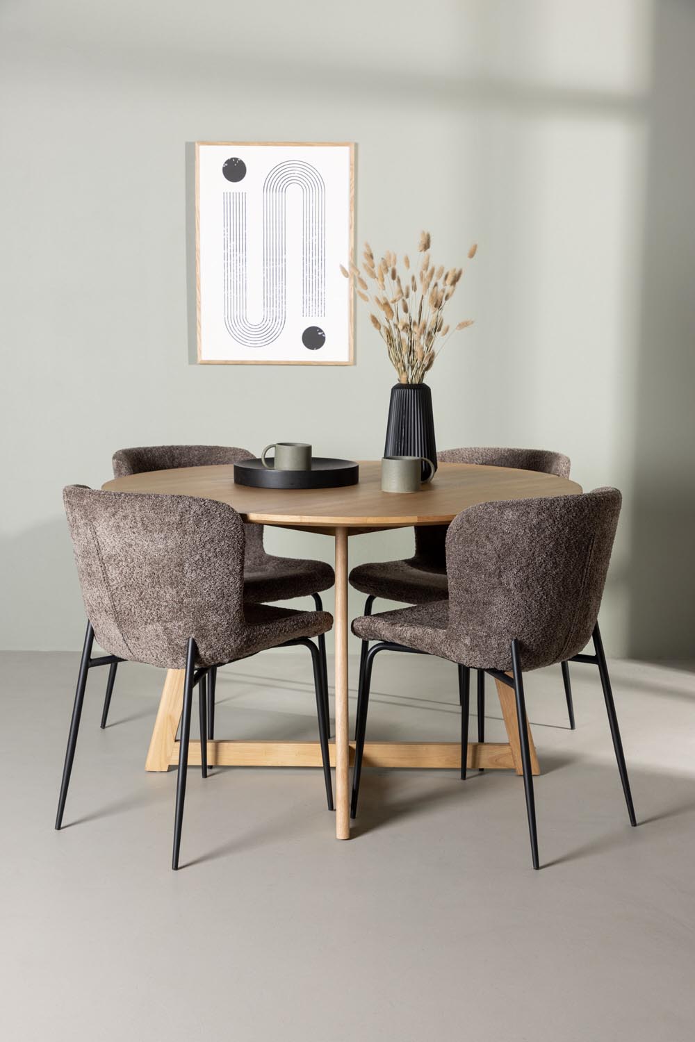 Yadikon Esszimmerset + Modesto ⌀120cm/4St. in Schwarz, Dunkelgrau präsentiert im Onlineshop von KAQTU Design AG. Esszimmerset ist von Venture Home