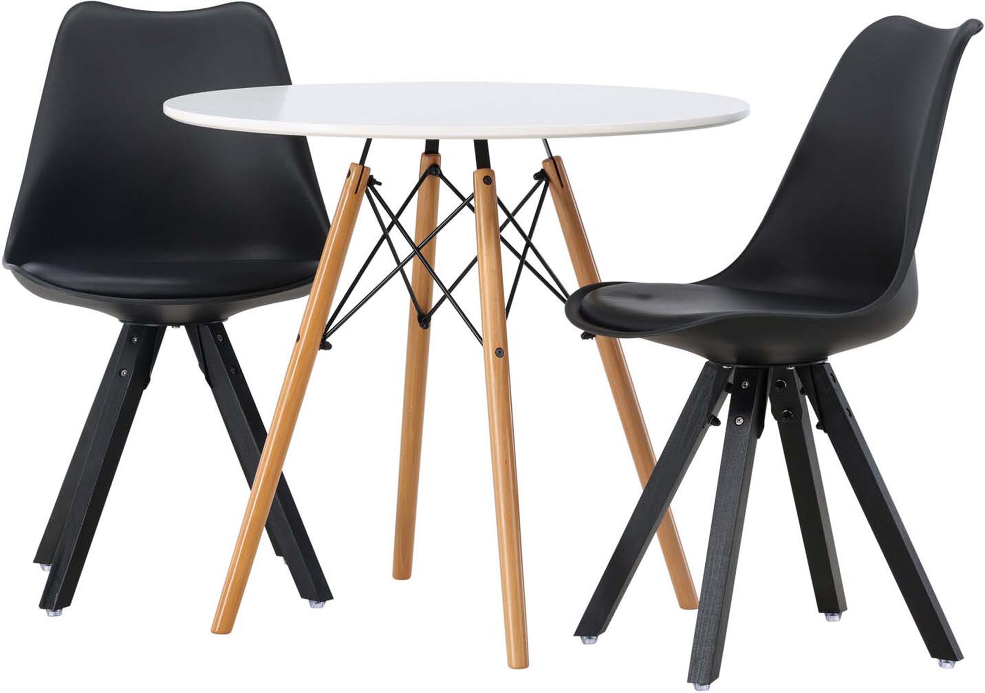 Stilvolles Danburi Esstischset mit Zeno Stühlen, ideal für gemütliche Dinner in kleinen Essbereichen. Hochwertige Materialien und modernes Design.