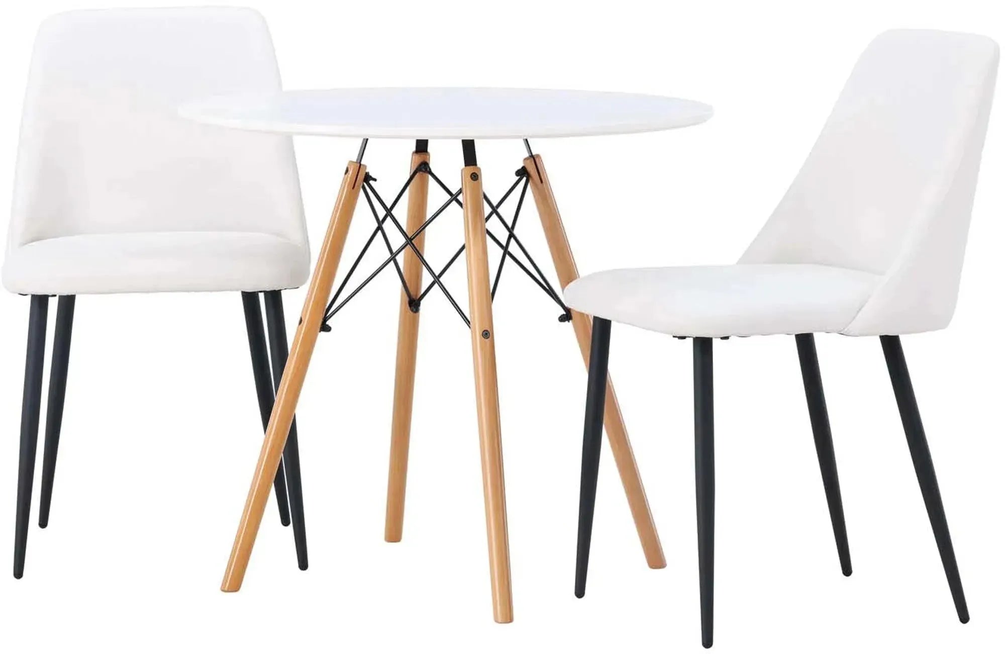 Elegantes Danburi Set: runder Tisch & 2 Stühle für stilvolle Räume.