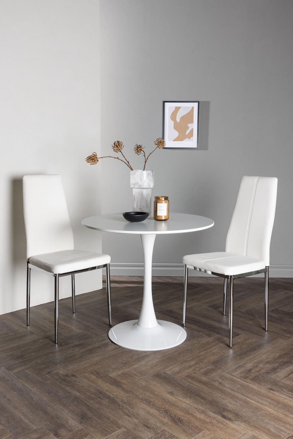 Hamden Esszimmerset + Pastill ⌀80cm/2St. in Silber Weiss präsentiert im Onlineshop von KAQTU Design AG. Esszimmerset ist von Venture Home