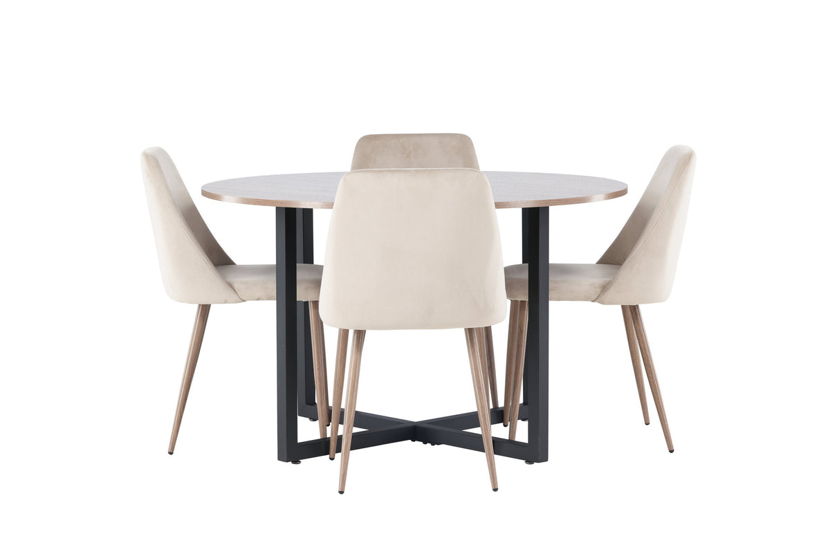 Durango Esszimmerset + Night ⌀120cm/4St. in Braun, Walnuss präsentiert im Onlineshop von KAQTU Design AG. Esszimmerset ist von Venture Home