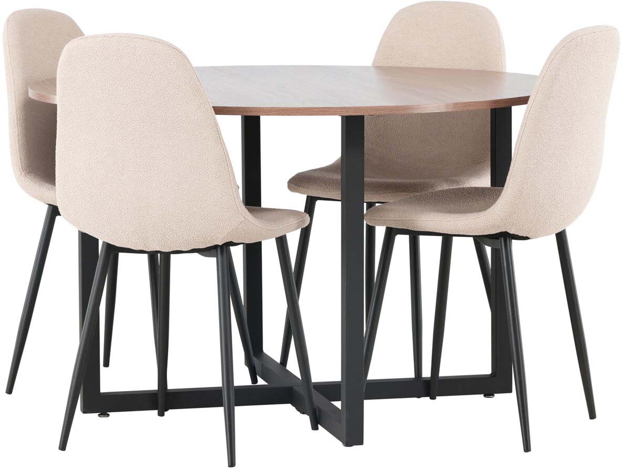 Das Esszimmerset Durango mit Polar Tisch (⌀120cm) und 4 Stühlen von Venture Home bietet Stil und Komfort für Ihr Zuhause.