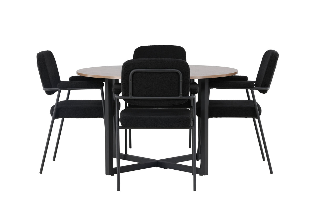 Durango Esszimmerset + Yesterday ⌀120cm/4St. in Schwarz präsentiert im Onlineshop von KAQTU Design AG. Esszimmerset ist von Venture Home