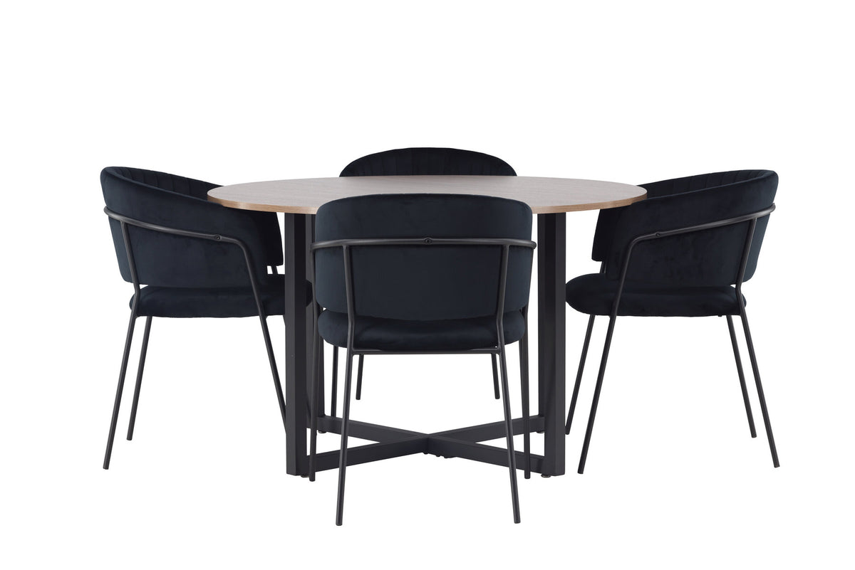 Durango Esszimmerset + Selma ⌀120cm/4St. in Schwarz präsentiert im Onlineshop von KAQTU Design AG. Esszimmerset ist von Venture Home