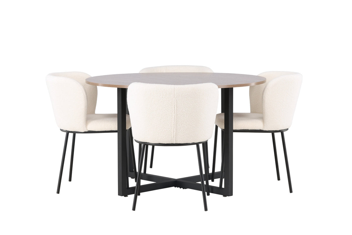 Durango Esszimmerset + Edina ⌀120cm/4St. in Schwarz-Weiss präsentiert im Onlineshop von KAQTU Design AG. Esszimmerset ist von Venture Home