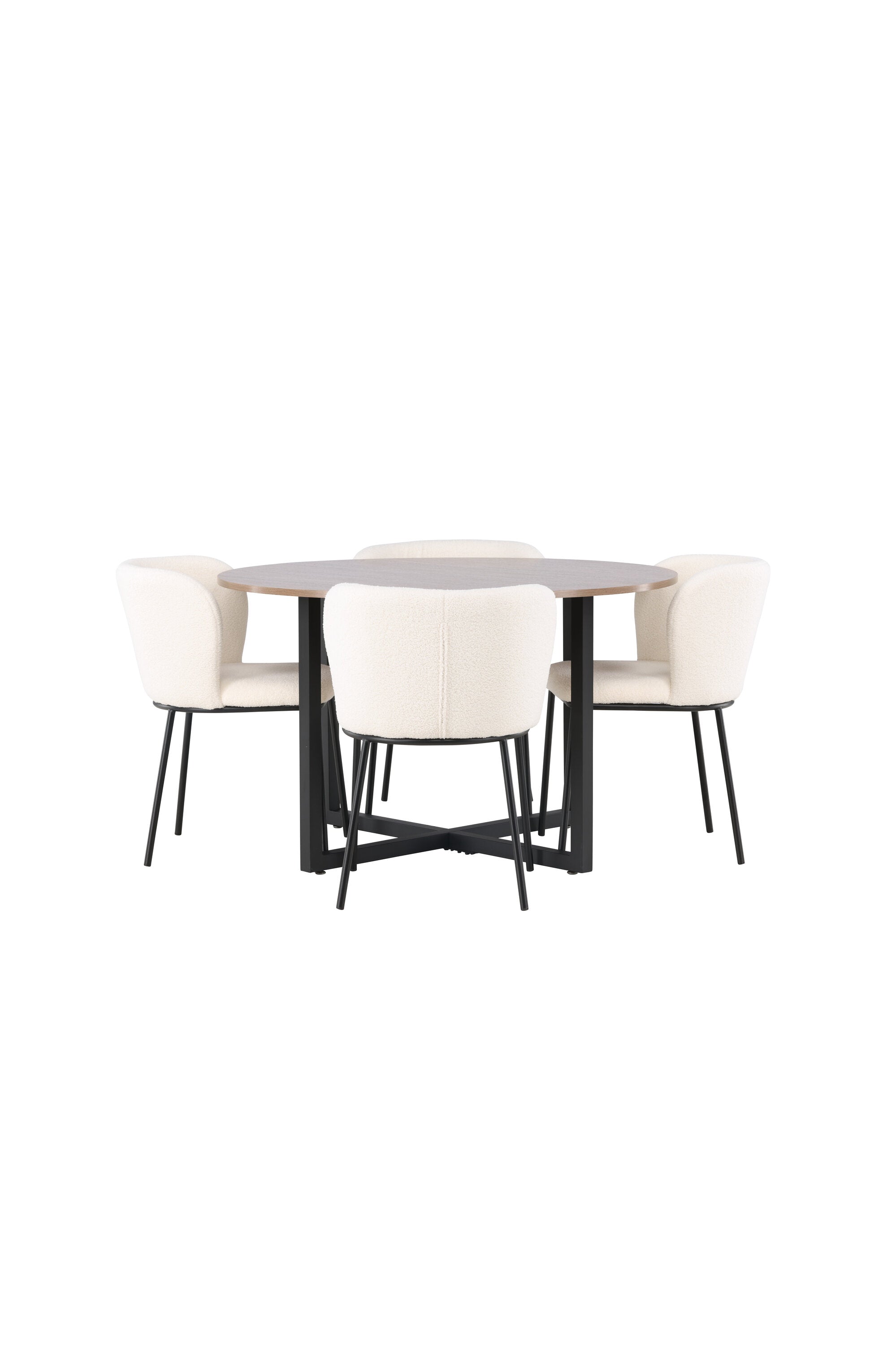 Durango Esszimmerset + Edina ⌀120cm/4St. in Schwarz-Weiss präsentiert im Onlineshop von KAQTU Design AG. Esszimmerset ist von Venture Home