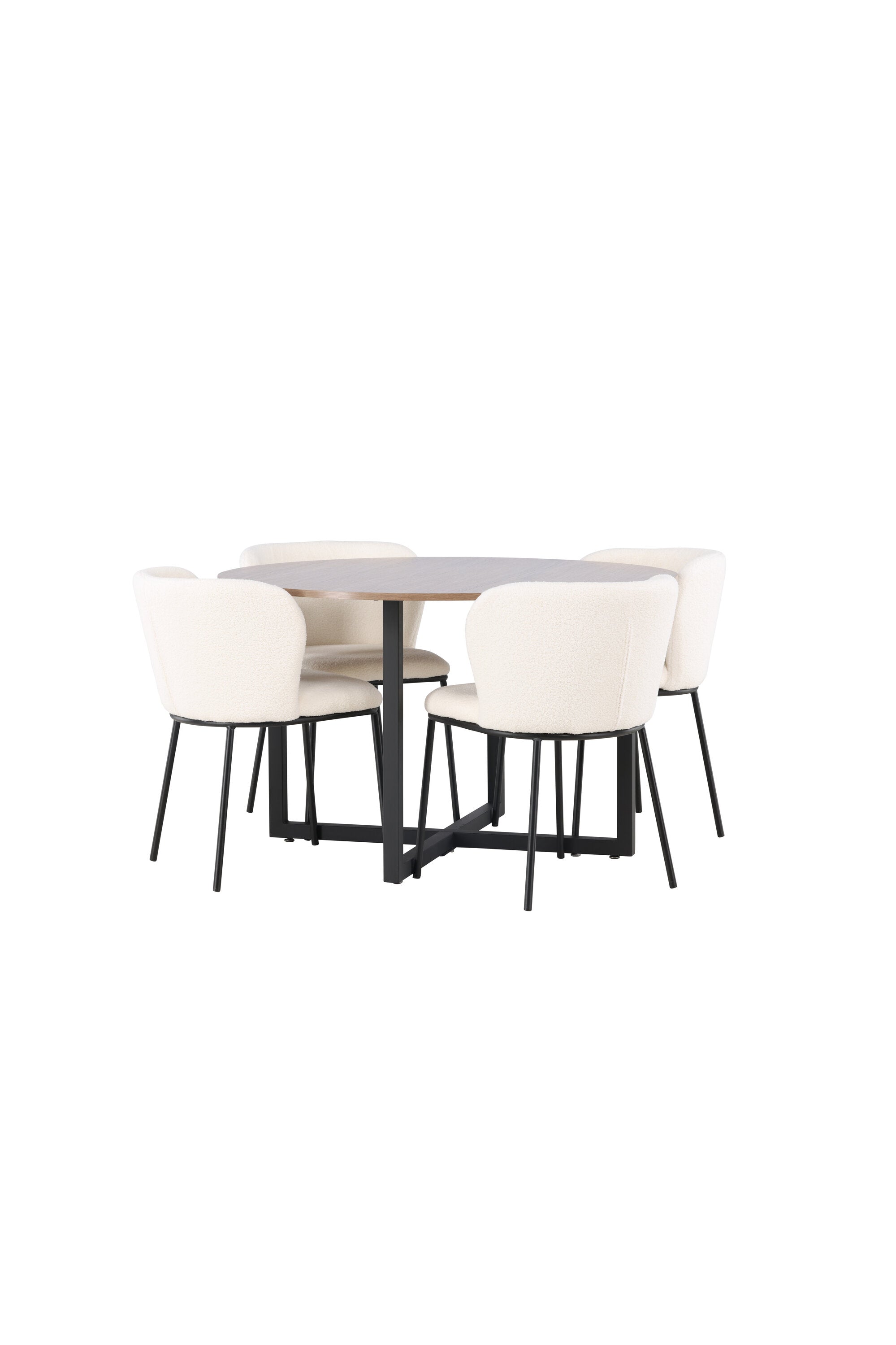 Durango Esszimmerset + Edina ⌀120cm/4St. in Schwarz-Weiss präsentiert im Onlineshop von KAQTU Design AG. Esszimmerset ist von Venture Home