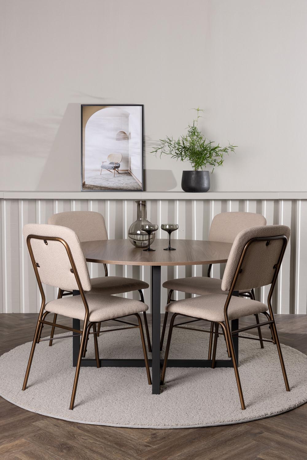 Durango Esszimmerset + Seda ⌀120cm/4St. in Beige, Braun präsentiert im Onlineshop von KAQTU Design AG. Esszimmerset ist von Venture Home