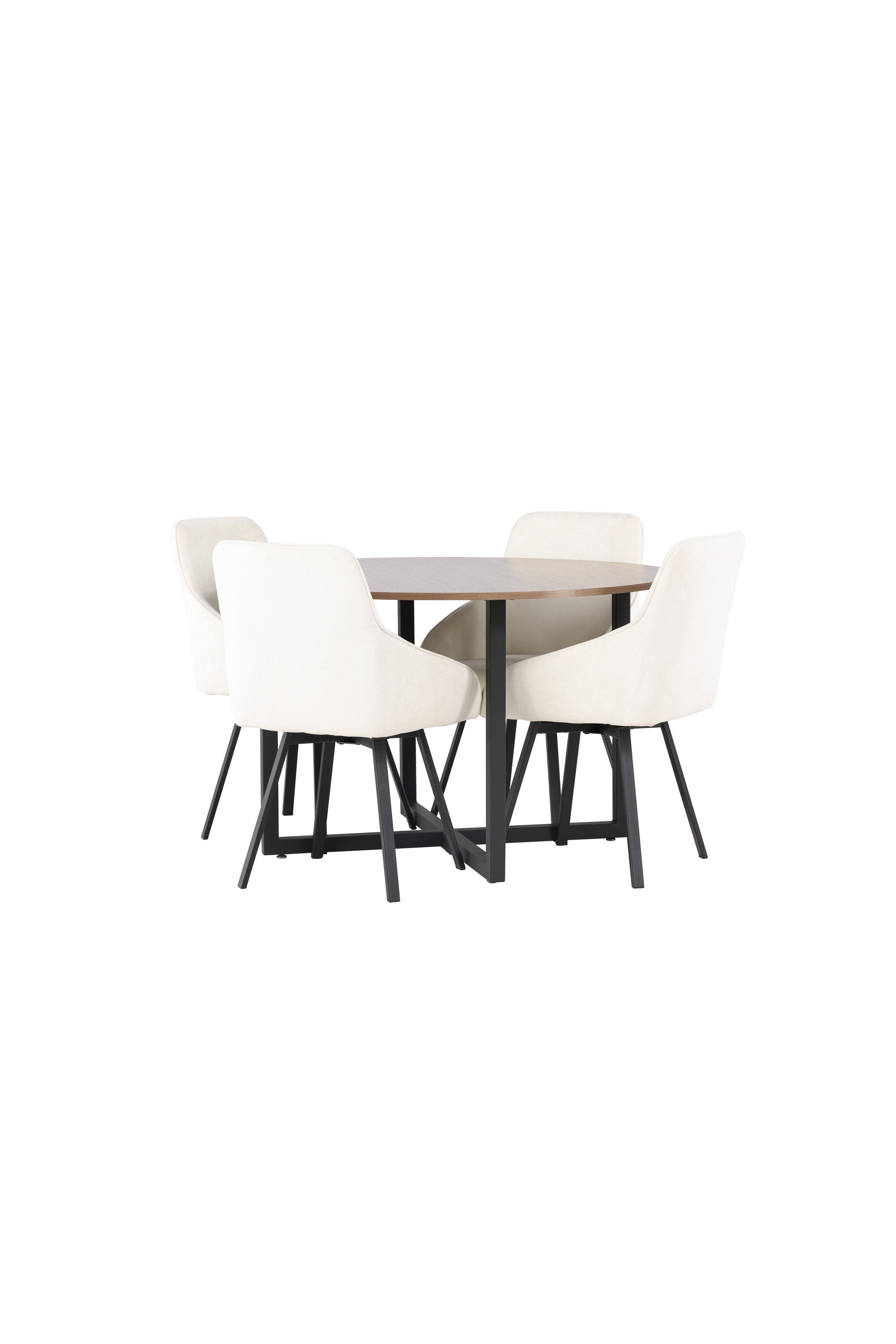 Durango Esszimmerset + Rosie ⌀120cm/4St. in Beige, Schwarz präsentiert im Onlineshop von KAQTU Design AG. Esszimmerset ist von Venture Home
