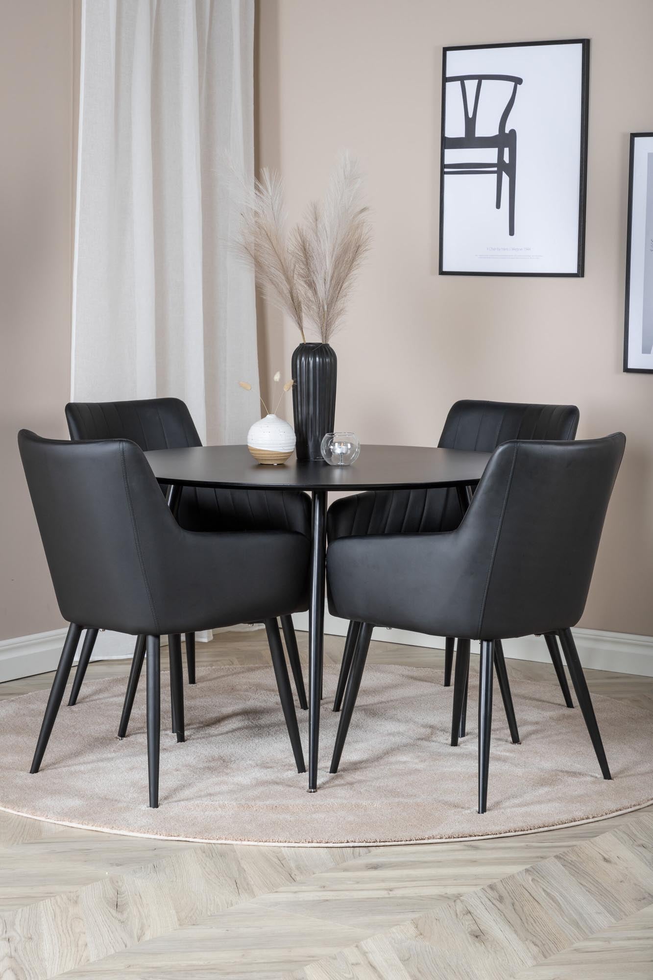 Esszimmer Set Silar mit Stuhl Comfort in Schwarz Schwarz präsentiert im Onlineshop von KAQTU Design AG. Esszimmerset ist von Venture Home