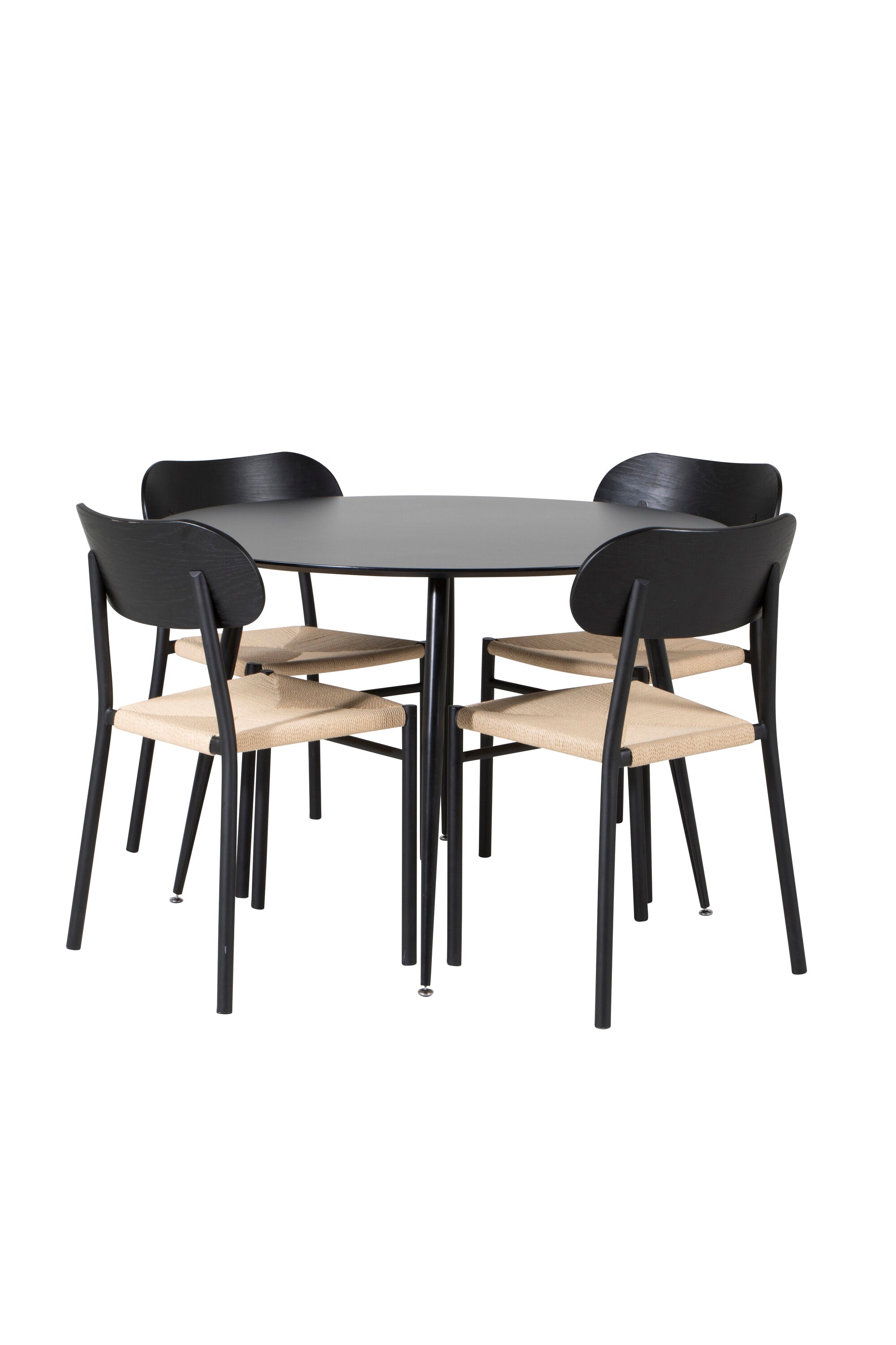 Esszimmer Set Silar mit Stuhl Polly in Schwarz/Schwarz/Natur präsentiert im Onlineshop von KAQTU Design AG. Esszimmerset ist von Venture Home