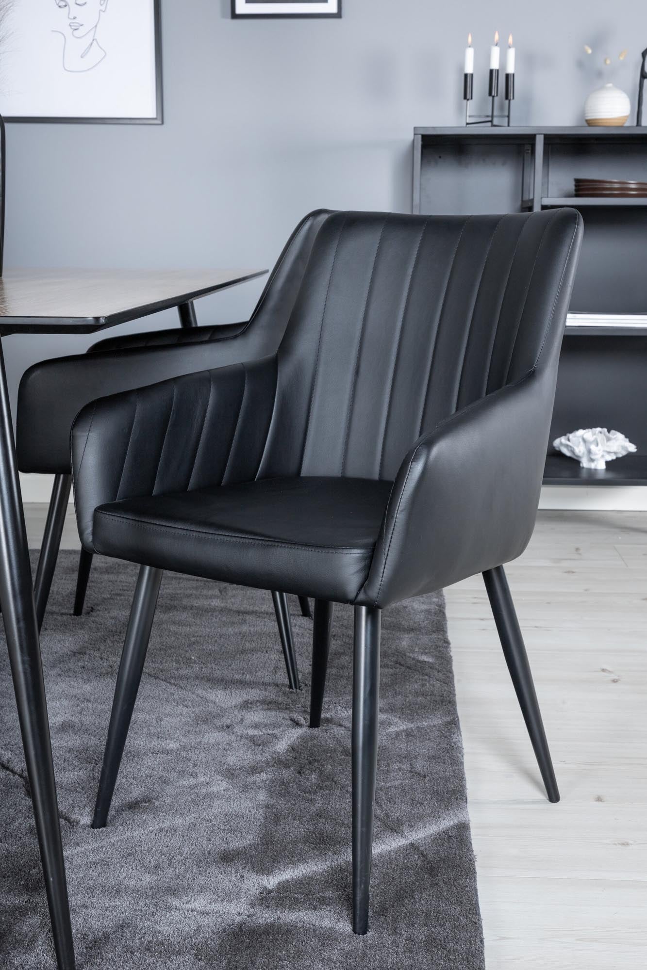 Esszimmer Set Silar mit Stuhl Comfort in Schwarz Schwarz präsentiert im Onlineshop von KAQTU Design AG. Esszimmerset ist von Venture Home