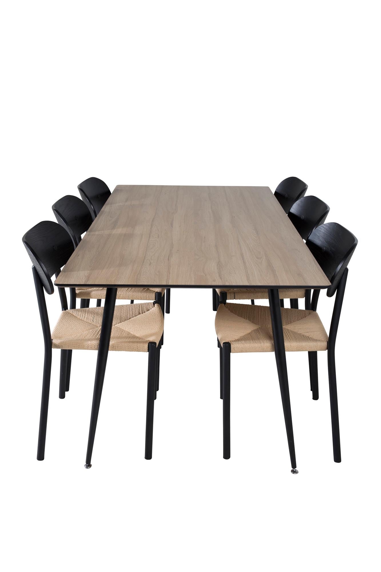 Esszimmer Set Silar mit Stuhl Polly in Schwarz/Schwarz/Natur präsentiert im Onlineshop von KAQTU Design AG. Esszimmerset ist von Venture Home