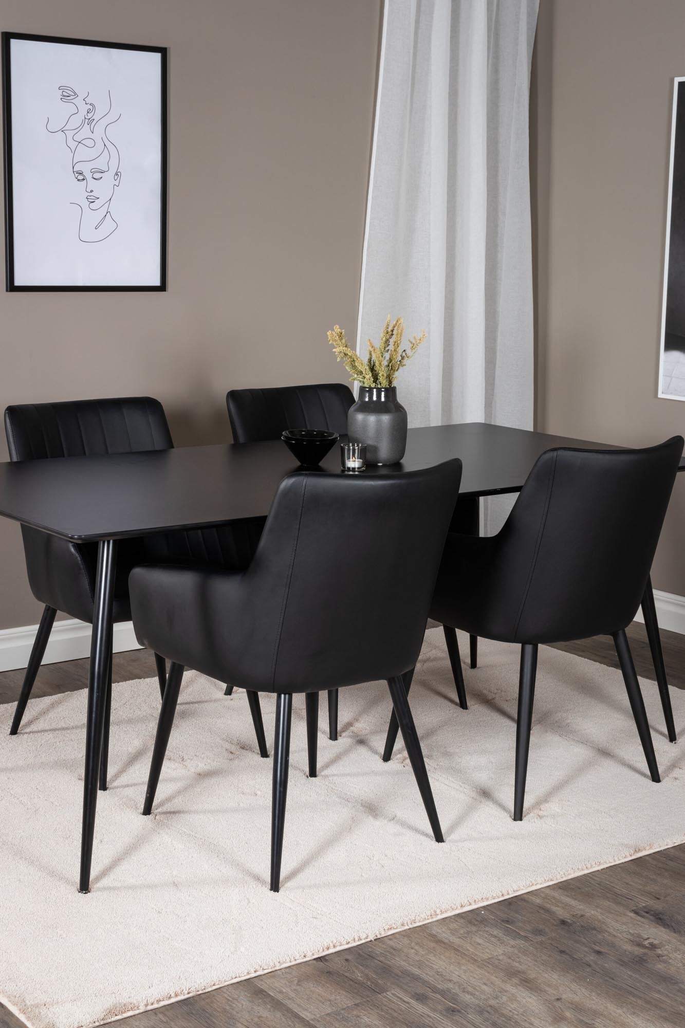 Esszimmer Set Silar mit Stuhl Comfort in Schwarz Schwarz präsentiert im Onlineshop von KAQTU Design AG. Esszimmerset ist von Venture Home