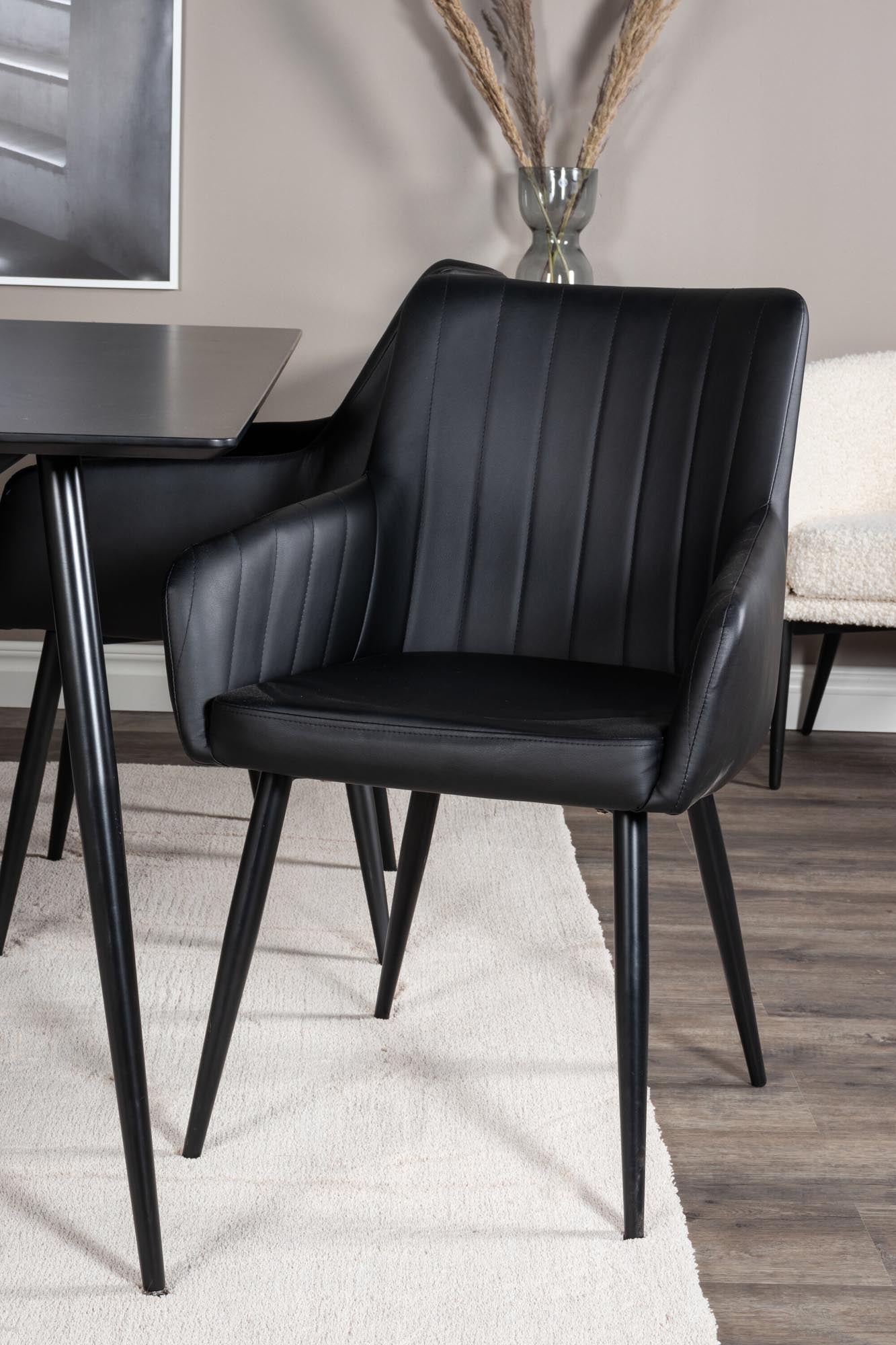 Esszimmer Set Silar mit Stuhl Comfort in Schwarz Schwarz präsentiert im Onlineshop von KAQTU Design AG. Esszimmerset ist von Venture Home