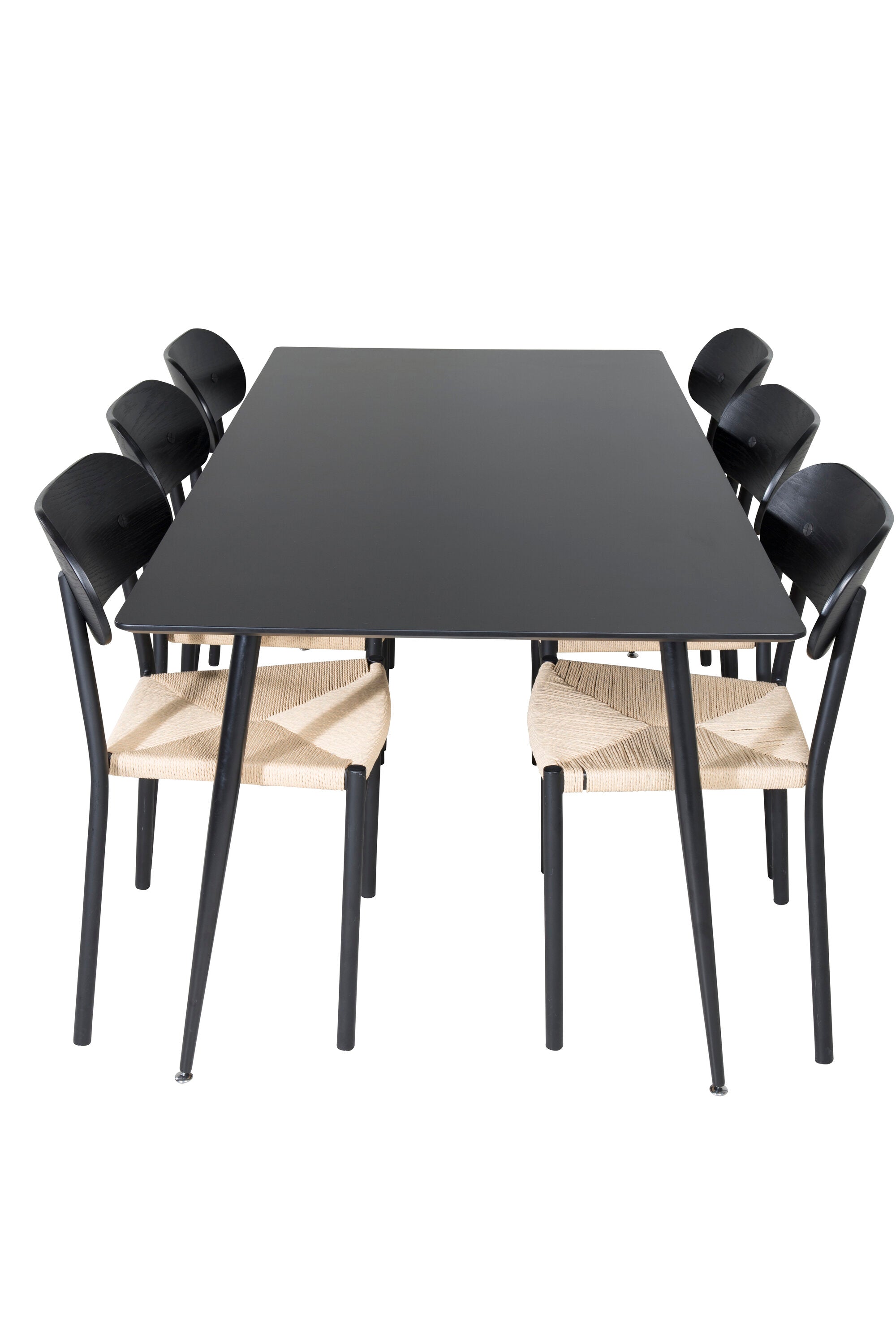 Esszimmer Set Silar mit Stuhl Polly in Schwarz/Schwarz/Natur präsentiert im Onlineshop von KAQTU Design AG. Esszimmerset ist von Venture Home