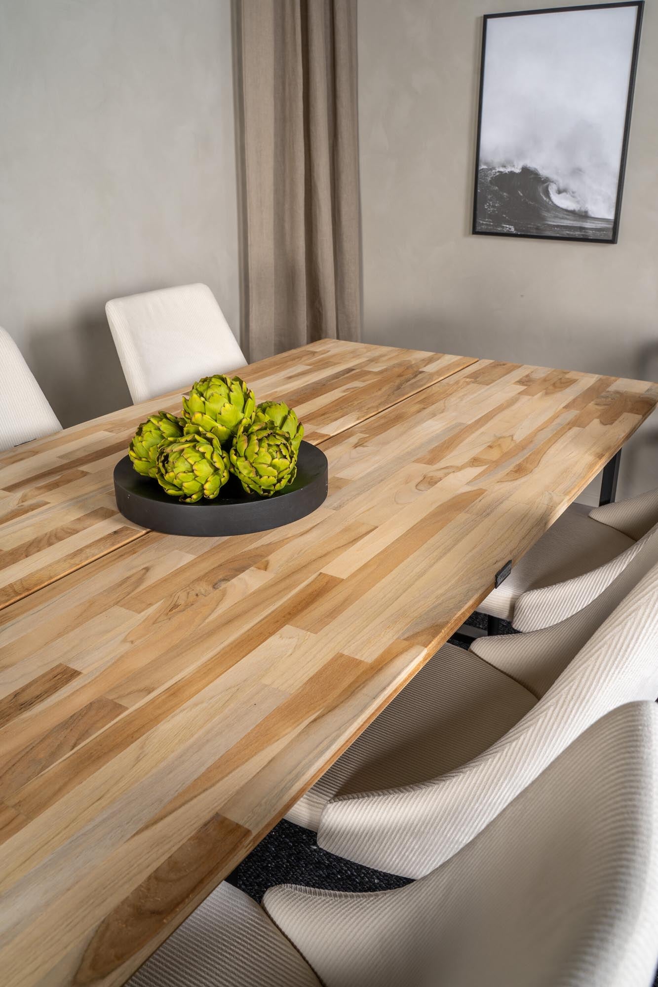 Esszimmer Set Cirebon mit Stuhl Leone in Natur/Schwarz/ Weiss präsentiert im Onlineshop von KAQTU Design AG. Esszimmerset ist von Venture Home