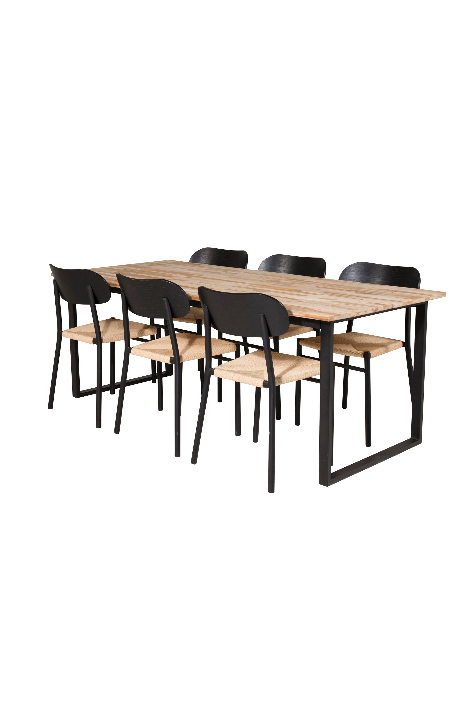 Esszimmer Set Cirebon mit Stuhl Polly in Natur/Schwarz/Natur präsentiert im Onlineshop von KAQTU Design AG. Esszimmerset ist von Venture Home