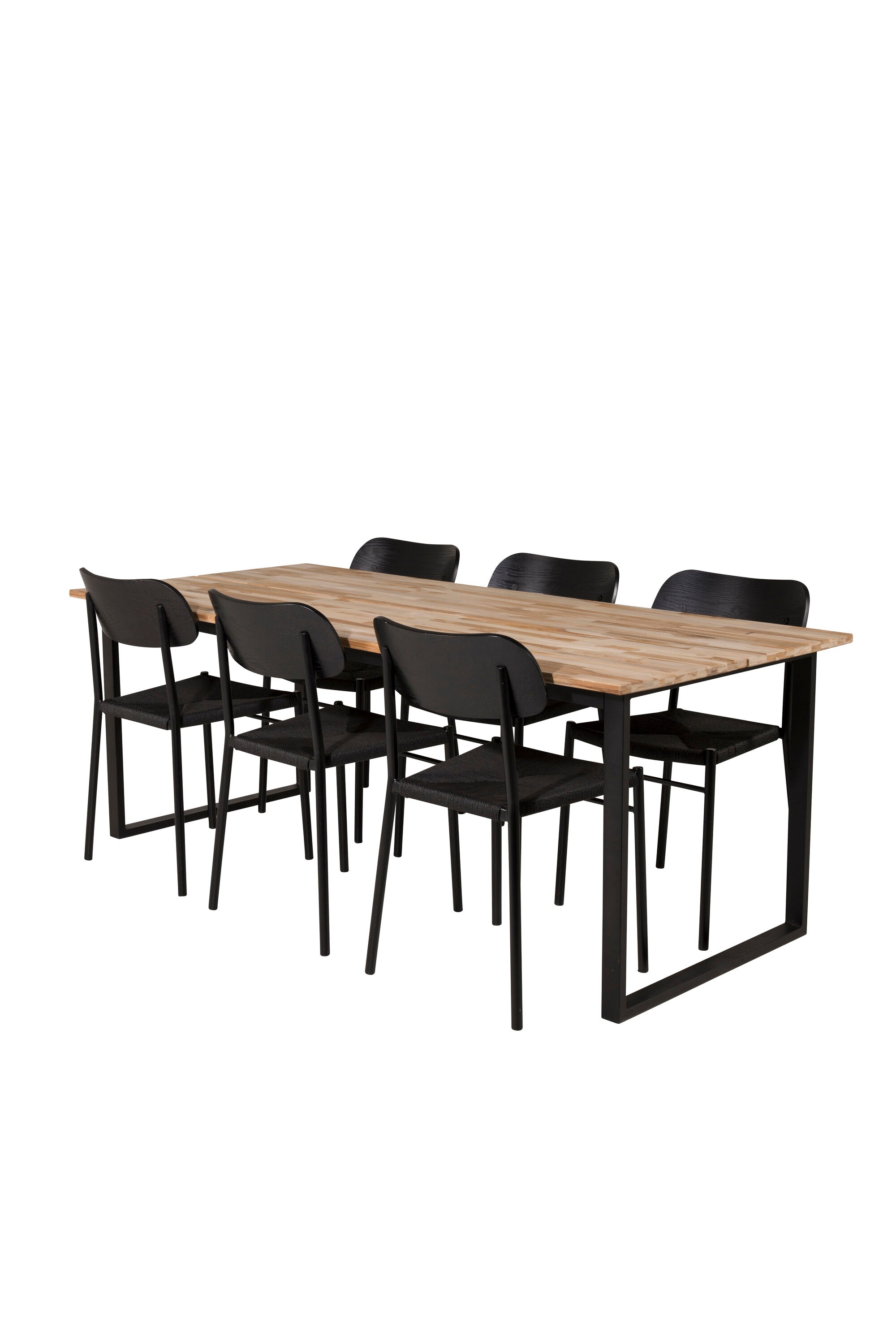 Esszimmer Set Cirebon mit Stuhl Polly in Natur/Schwarz präsentiert im Onlineshop von KAQTU Design AG. Esszimmerset ist von Venture Home