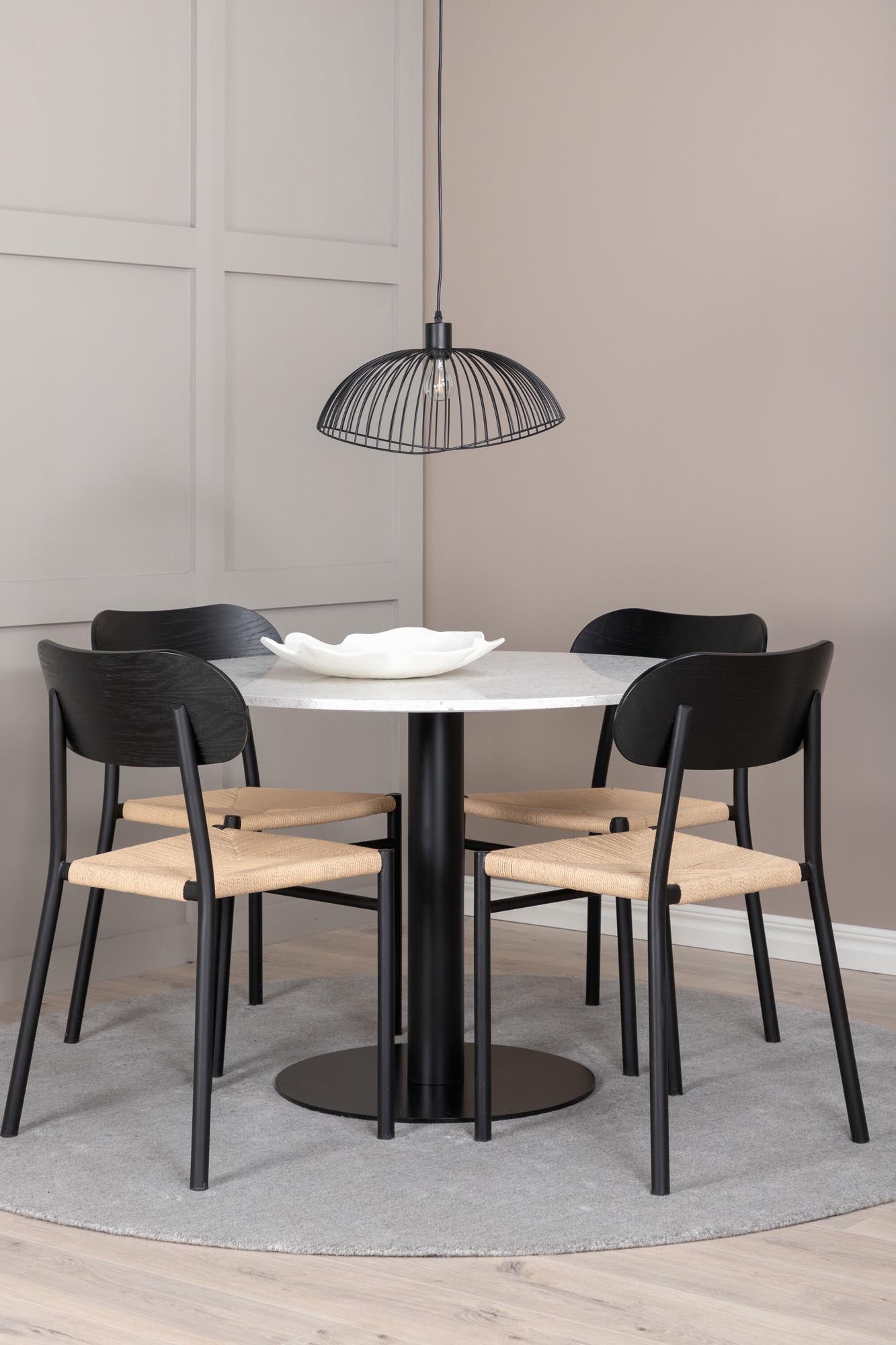 Esszimmer Set Razzia mit Stuhl Polly in Grau/Schwarz/Natur präsentiert im Onlineshop von KAQTU Design AG. Esszimmerset ist von Venture Home